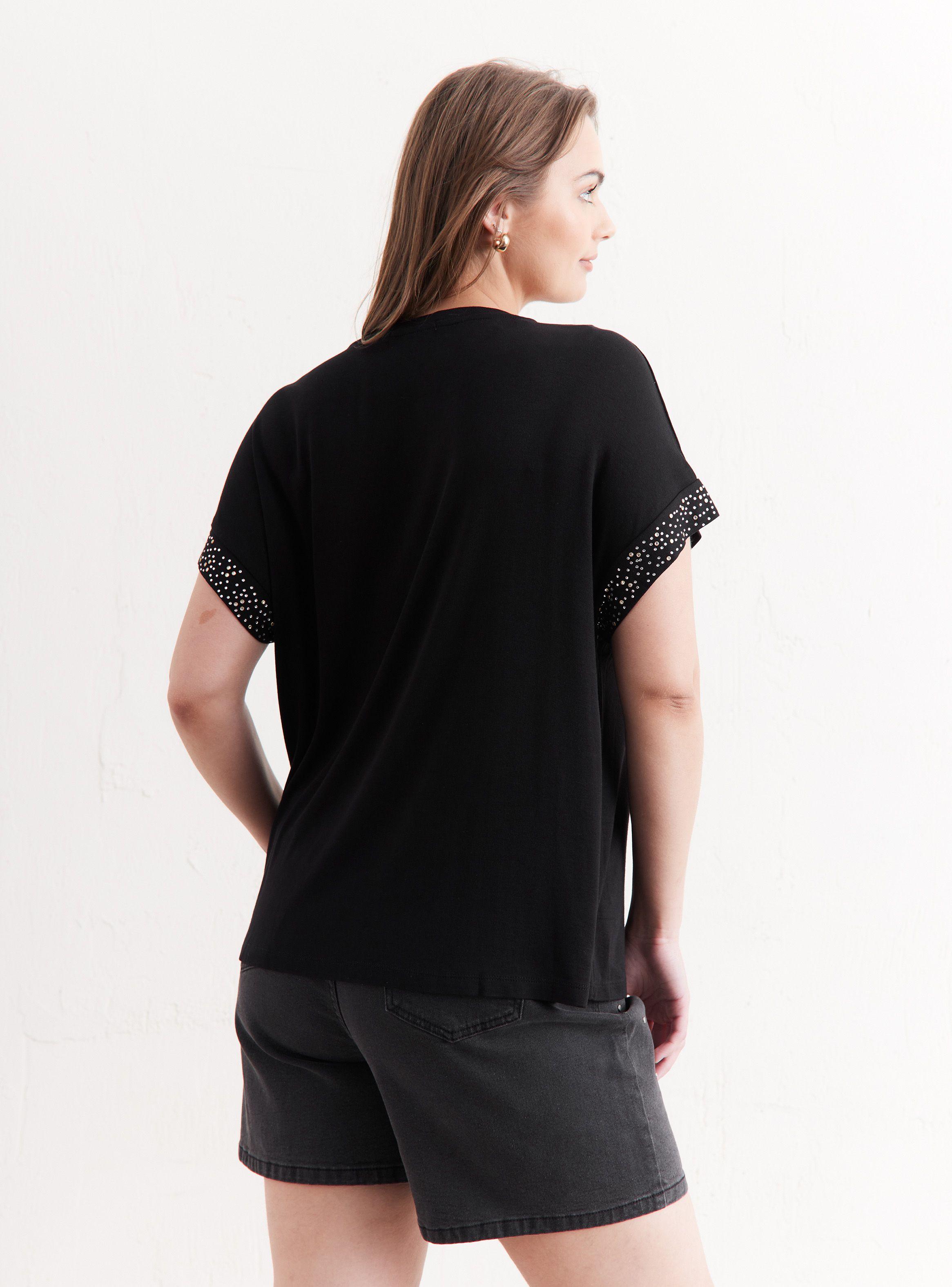 Polera Aplicación Strass en Puño-1