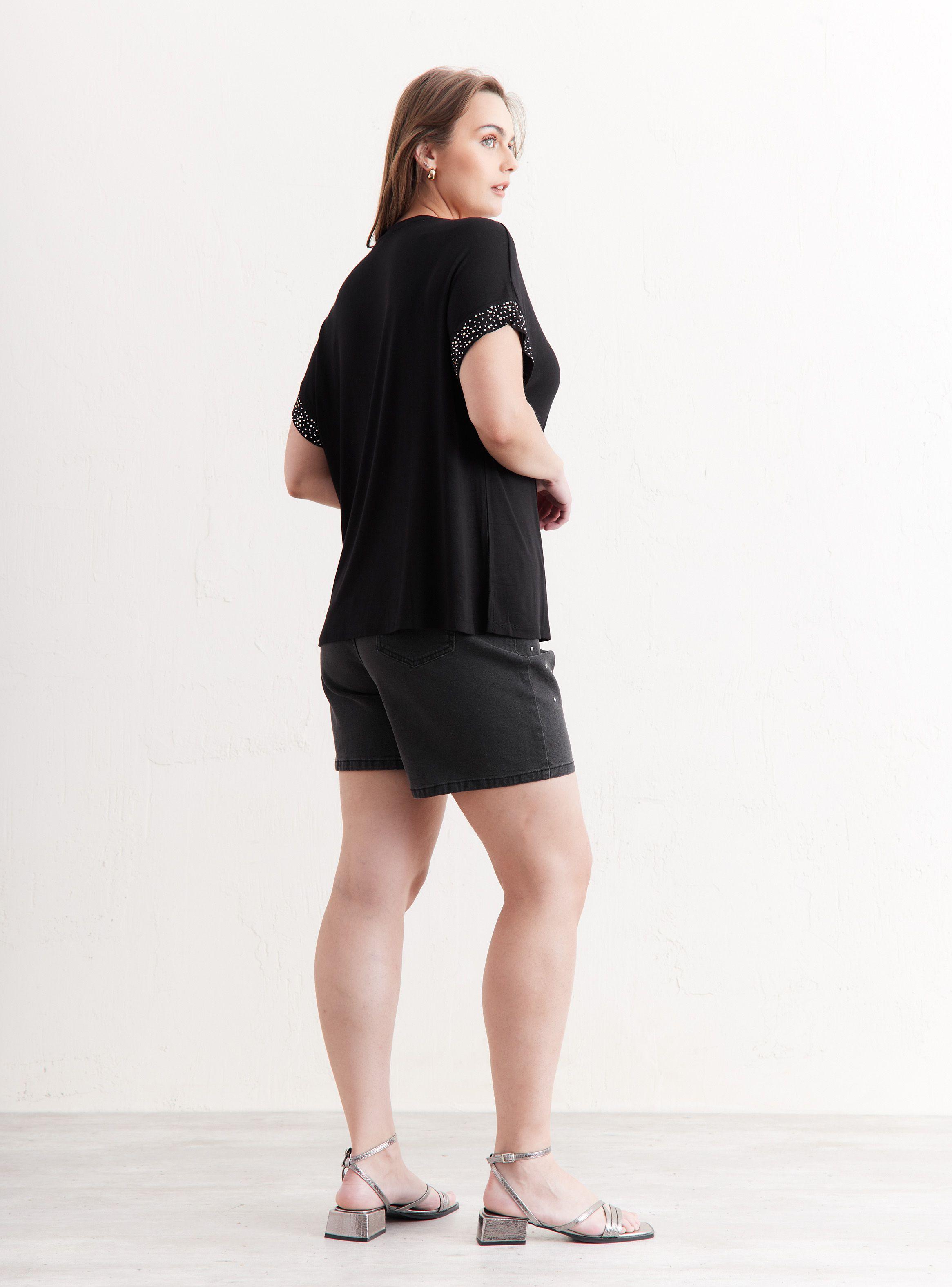 Polera Aplicación Strass en Puño-5