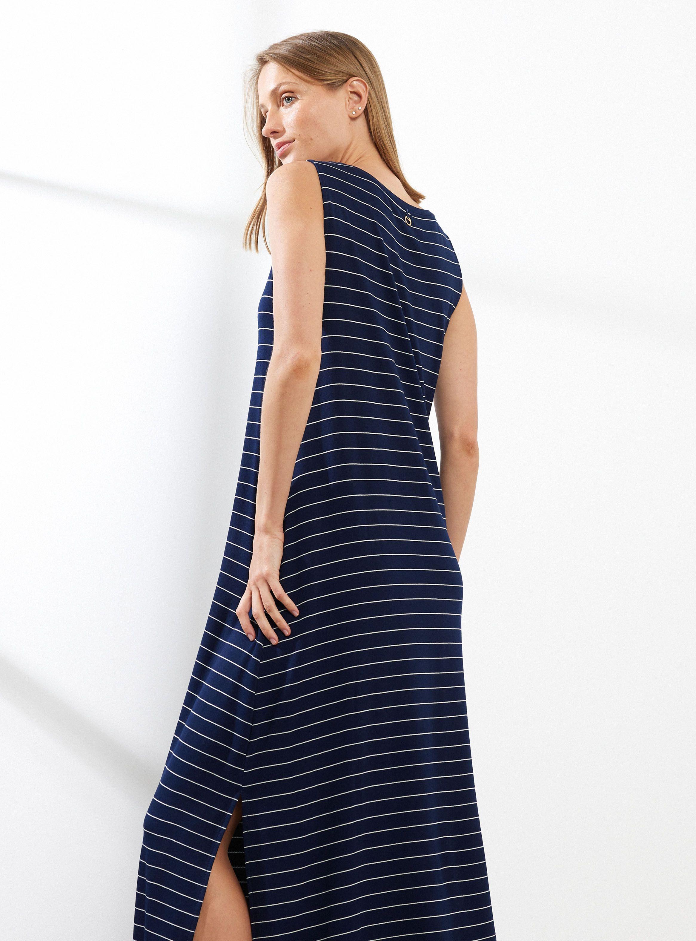 Vestido Rayado Largo sin Mangas-1
