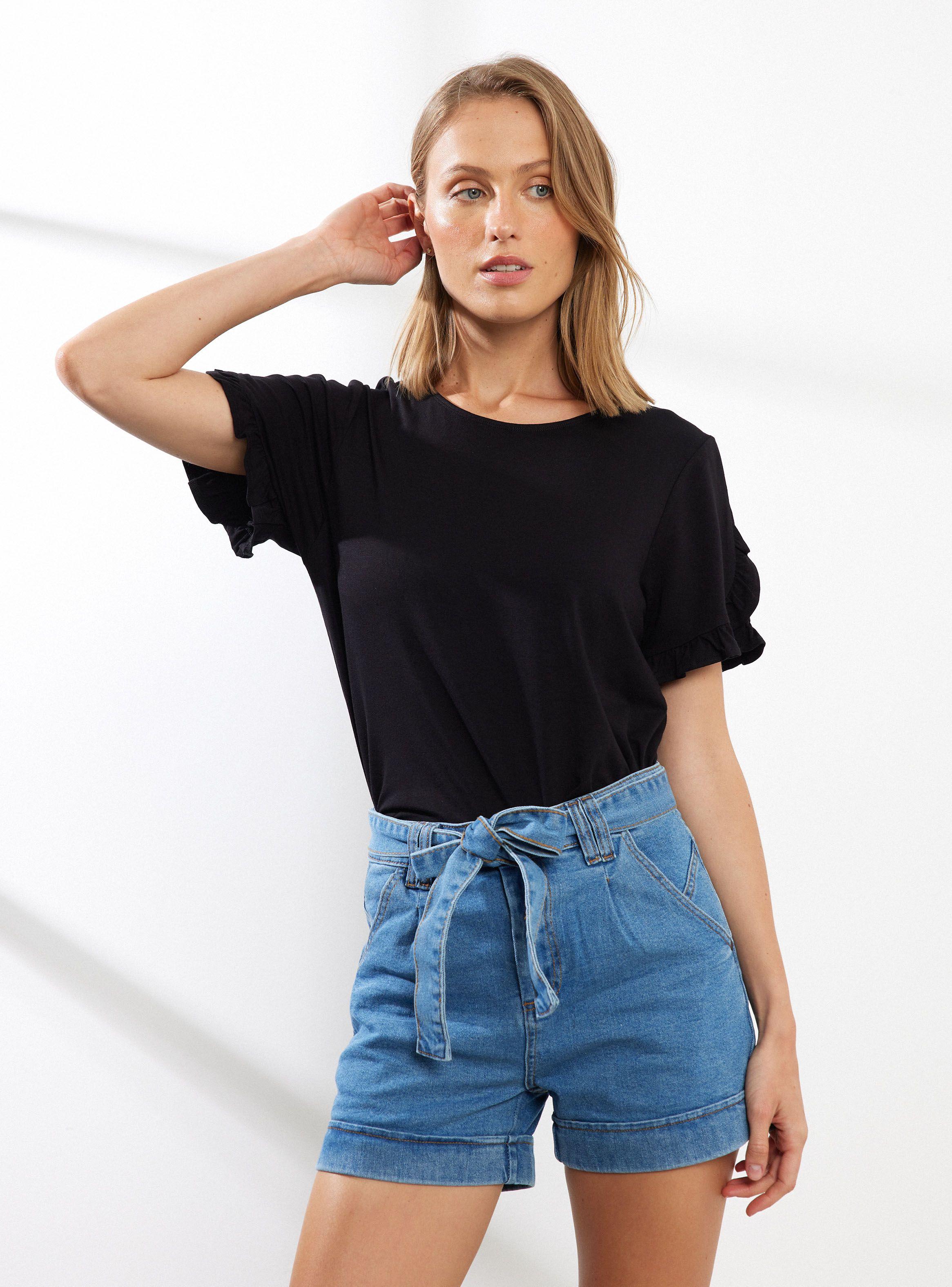 Short Denim con Amarra en Cintura-0