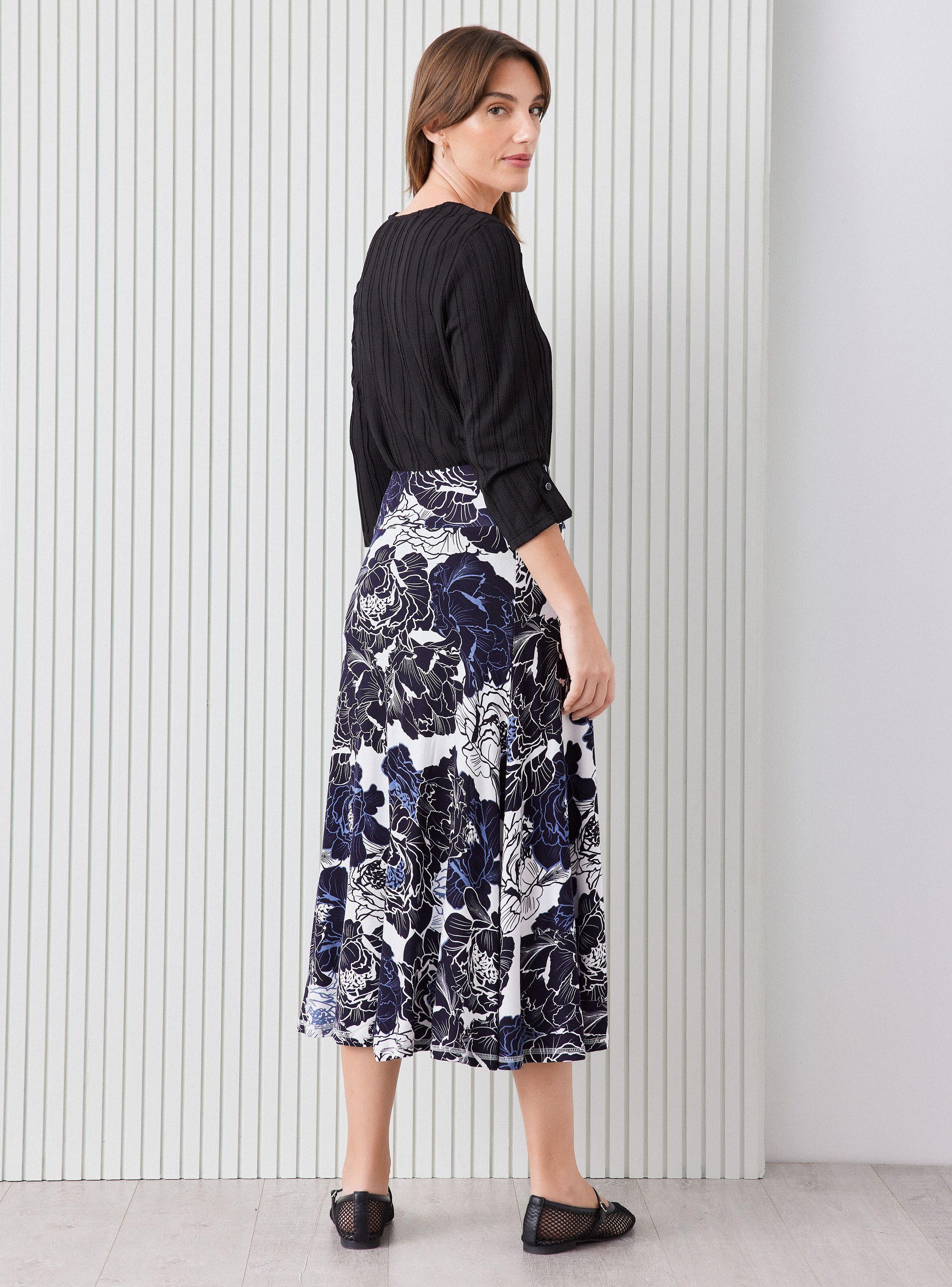 Falda Evasé Estampada Pretina Ancha-5