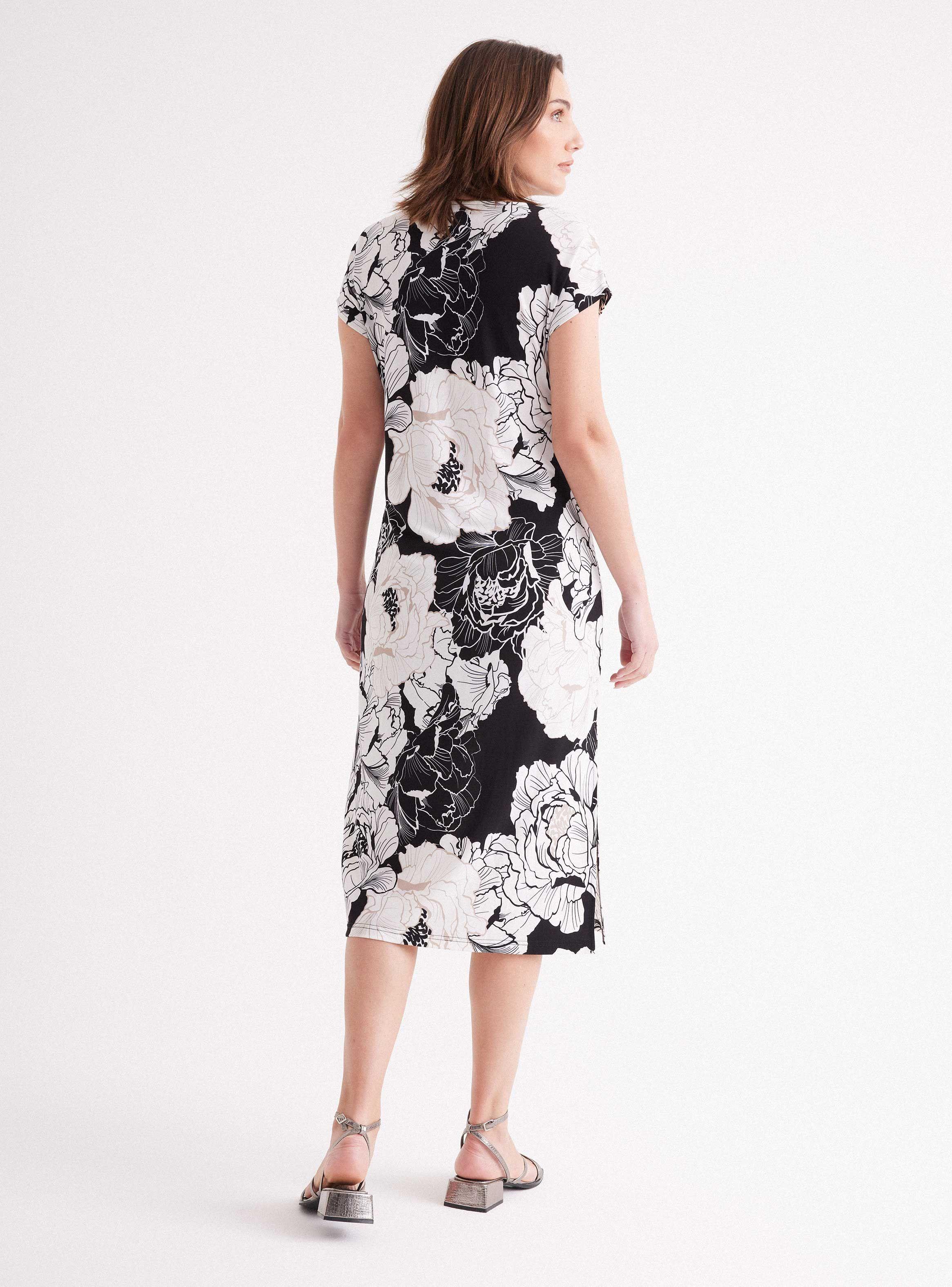 Vestido Escote Cruzado Manga Corto Hombro Caído-5