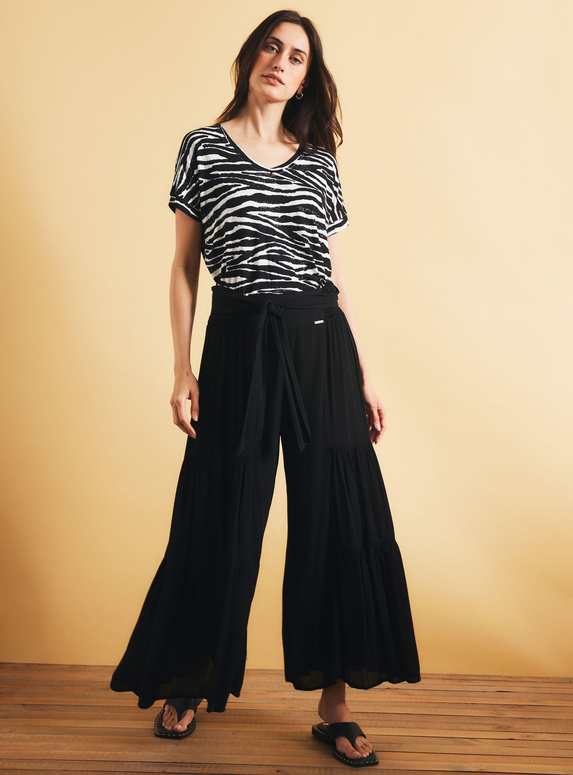 Pantalón Estampado Fluido-4