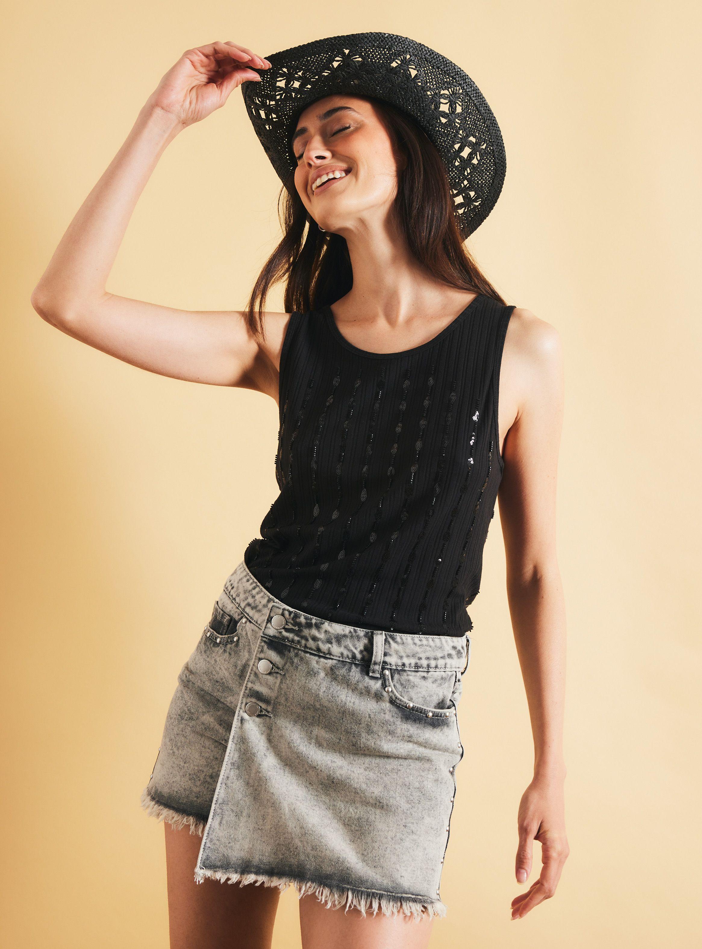 Falda Denim con Bolsillos-0