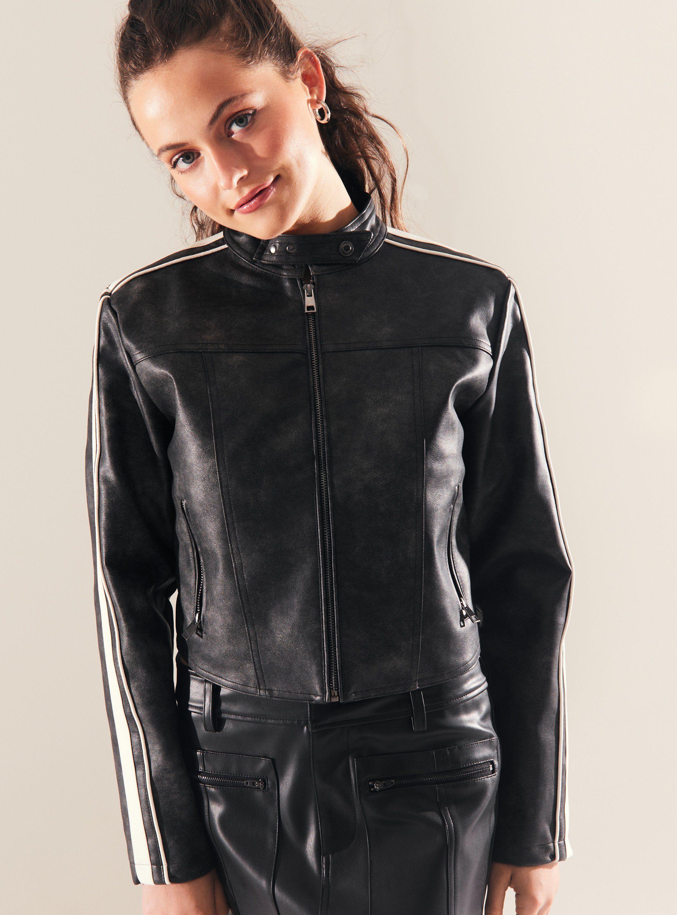 Chaqueta Crop Efecto Piel Lavada-3