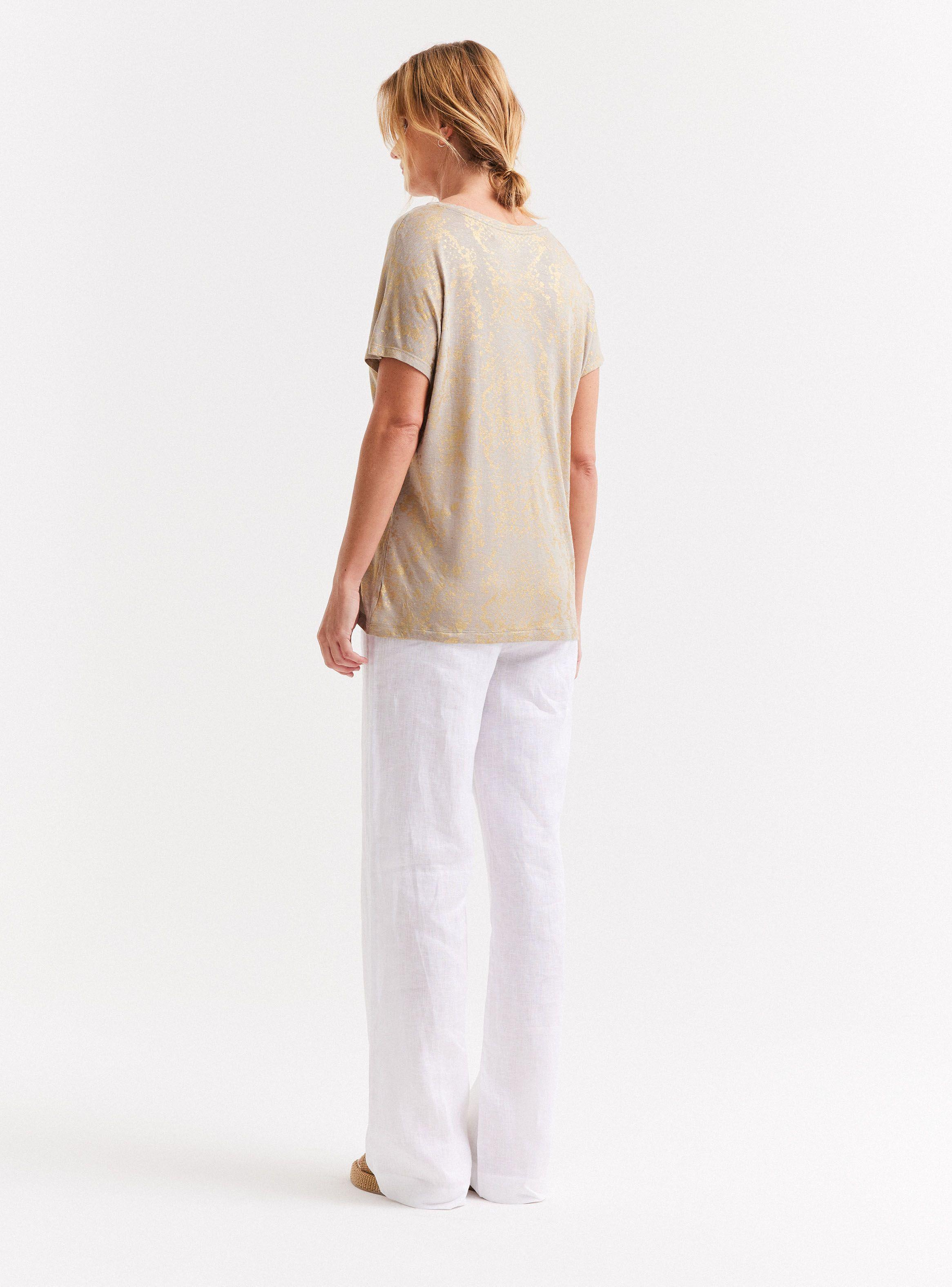 Polera Lino Estampado Metalizado-5