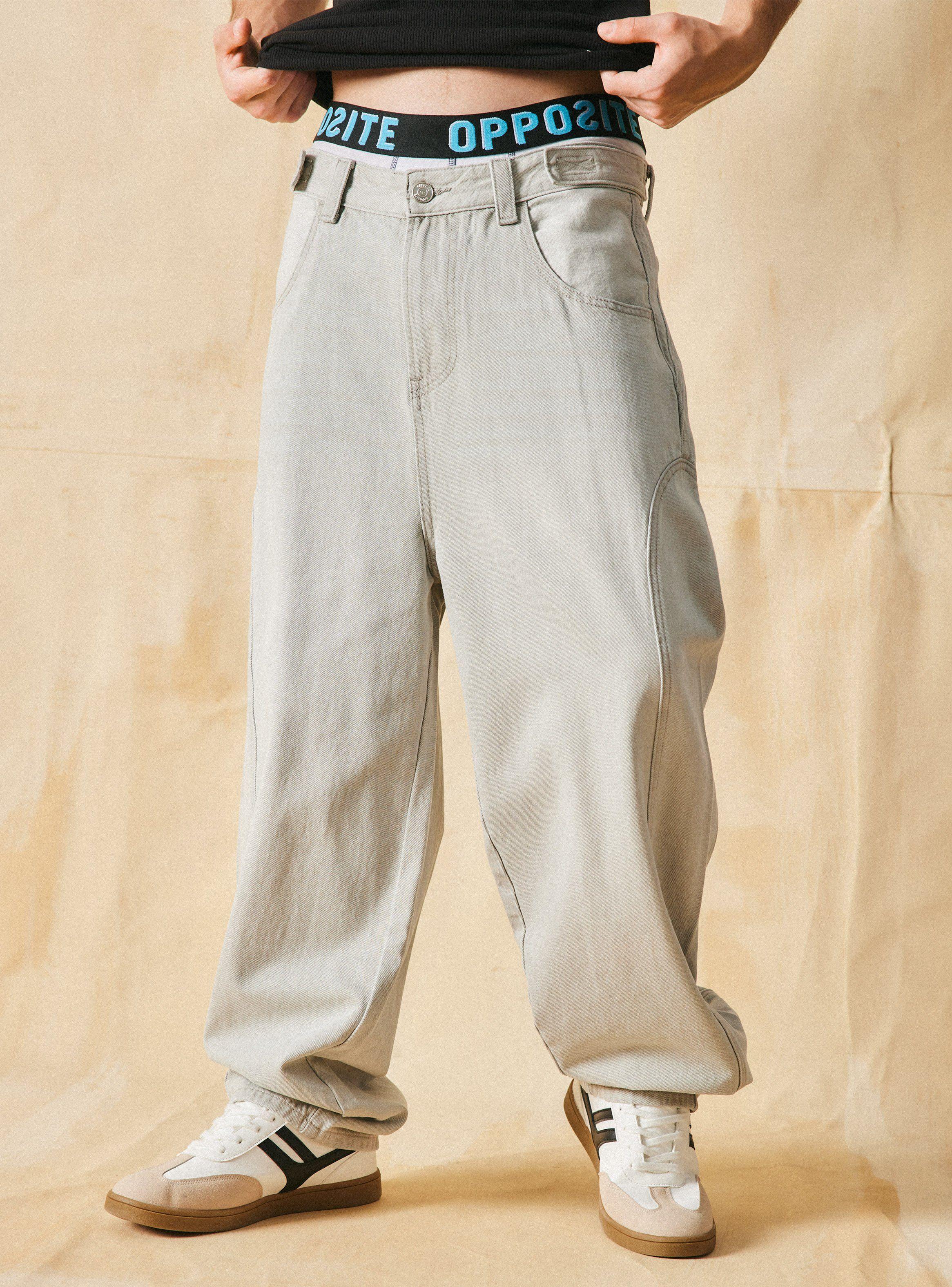 Jeans Baggy Balloon con ajute en Cintura-0