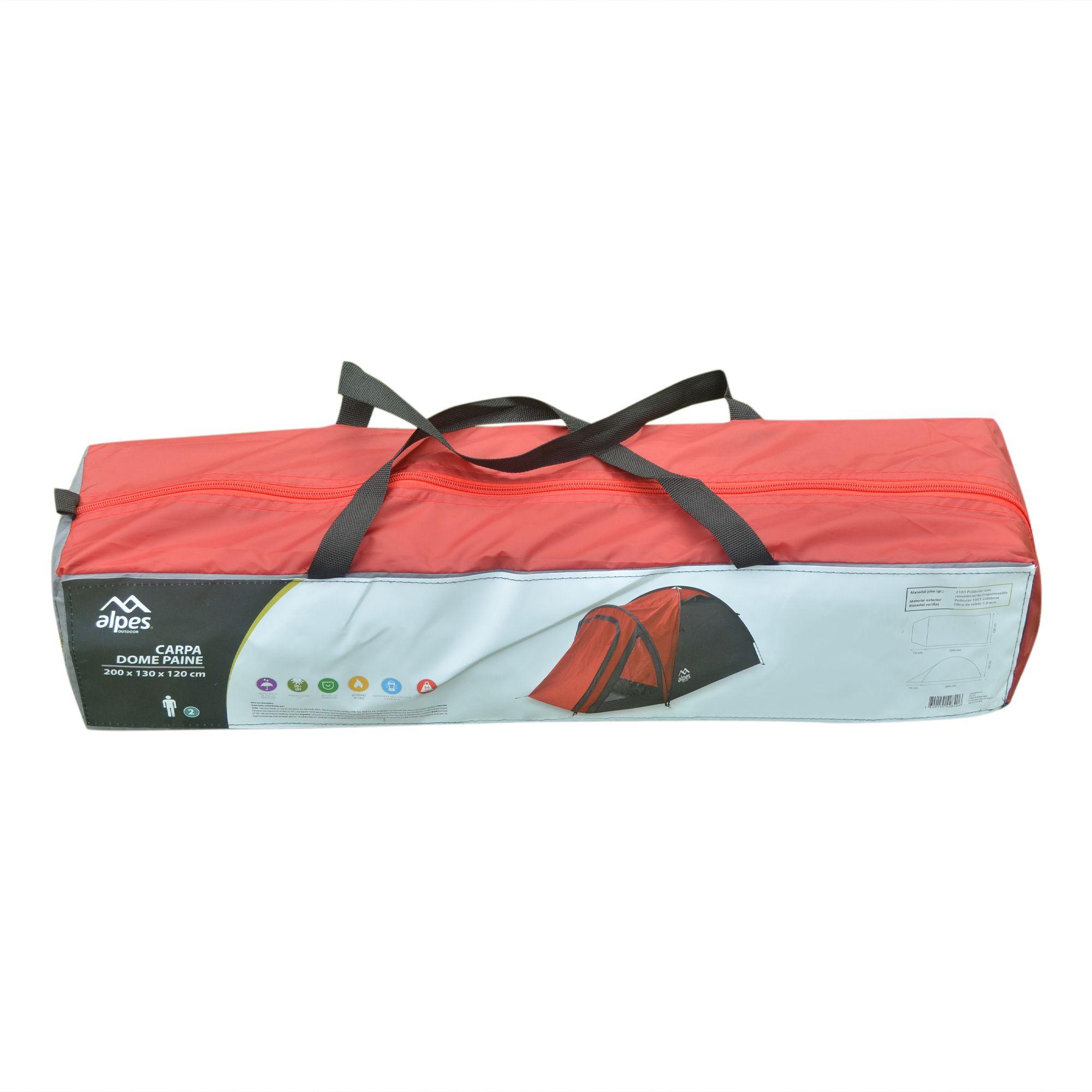 Carpa 2P Dome Paine Lluvia 200 x 130 x 120 cm Rojo-3