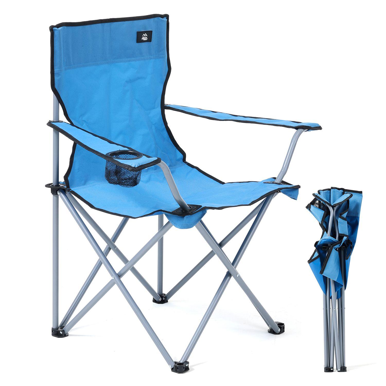 Silla de Camping con Apoyabrazos Azul-7