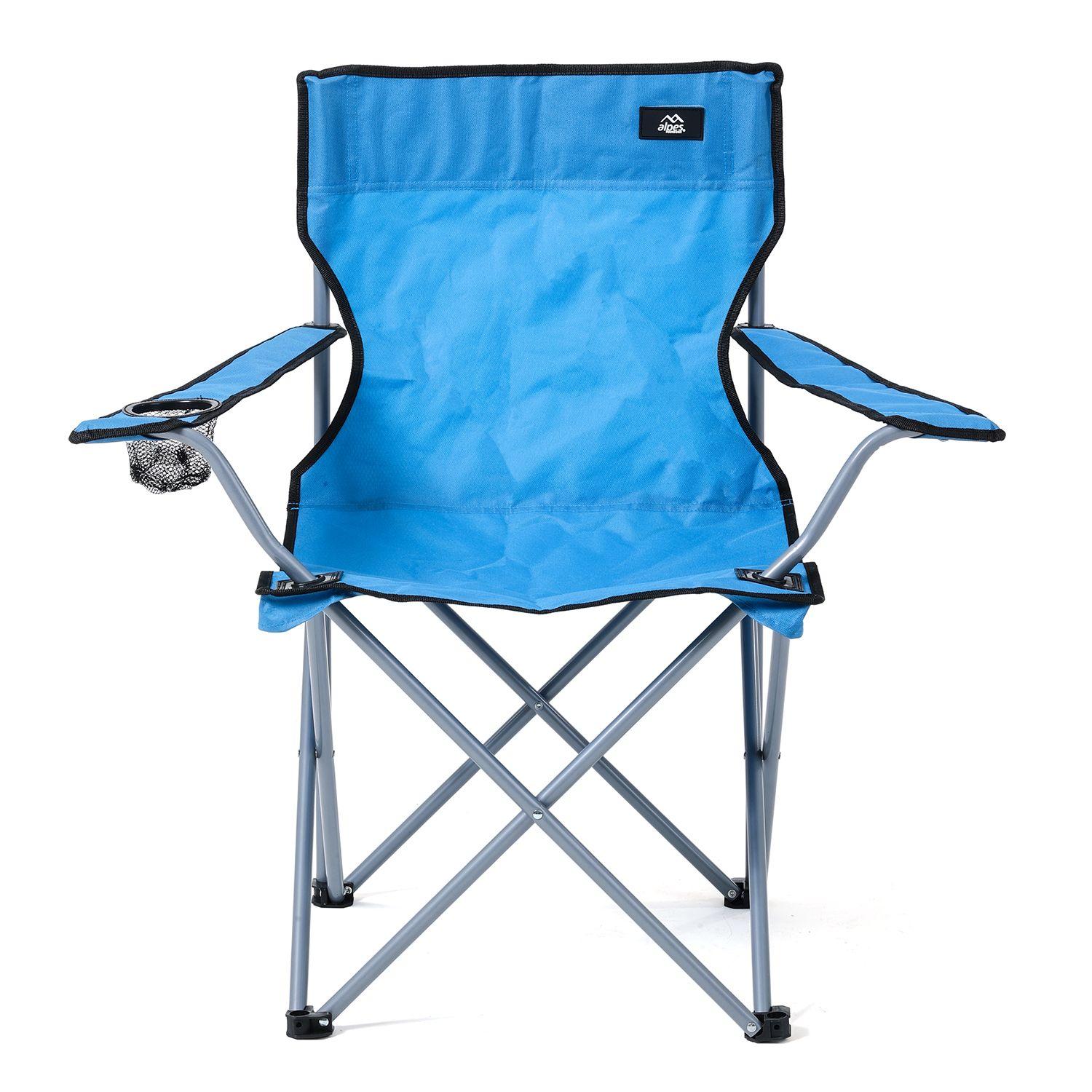Silla de Camping con Apoyabrazos Azul-2