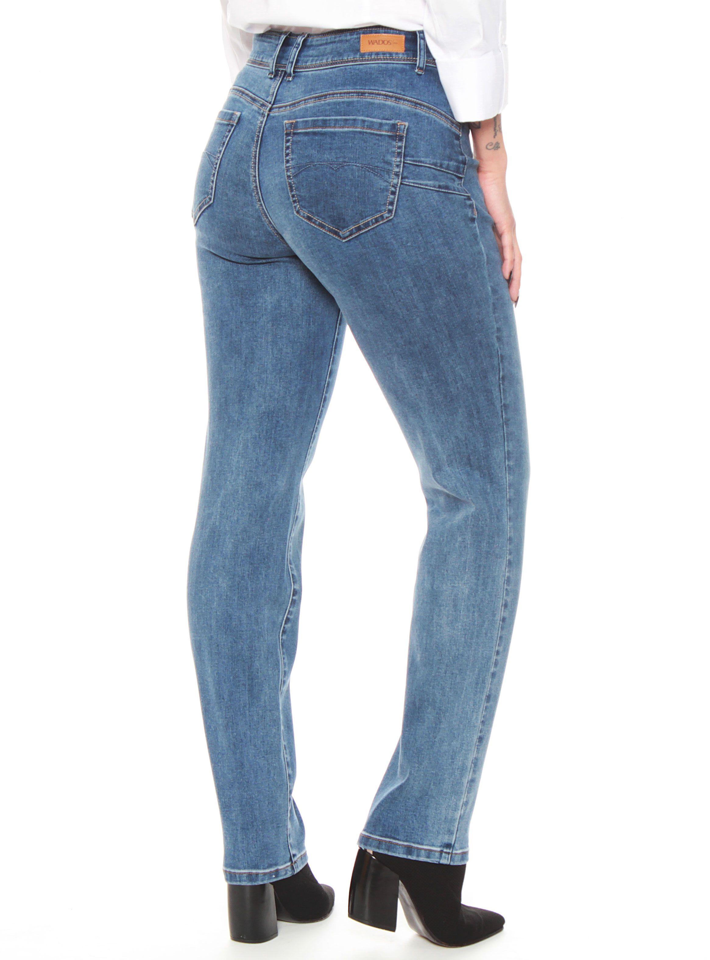 Jeans Recto Tiro Alto Push Up Pretina Media Dos Botones-1