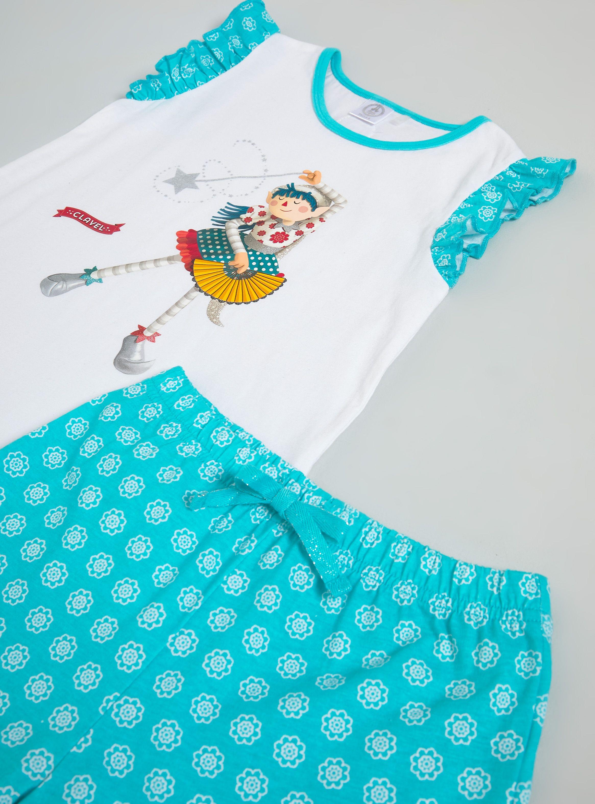 Pijama Corto Estampado con Glitter Duende, Vuelos-2