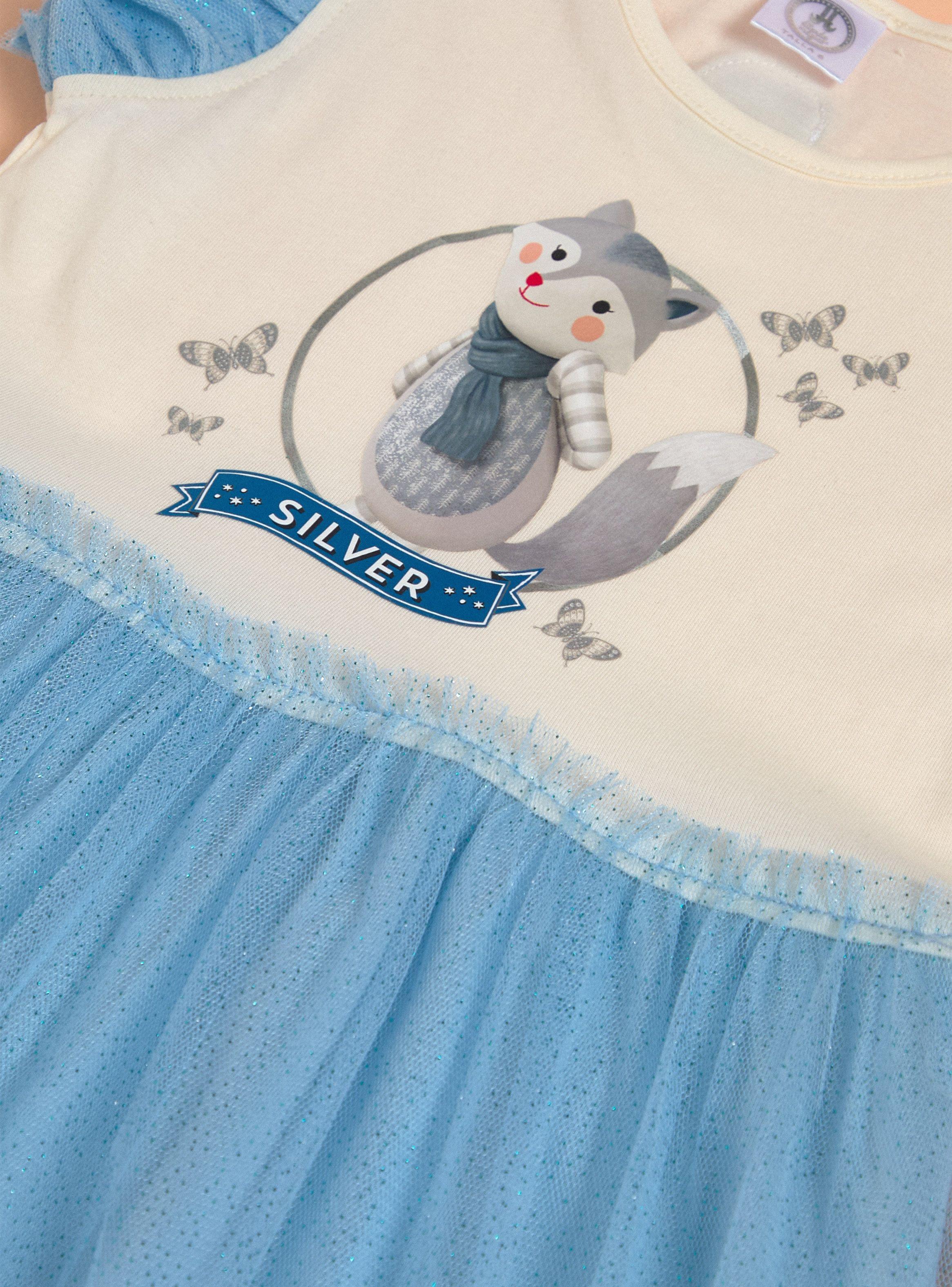 Vestido con Tul y Folia Niña Silver y Maayi-4