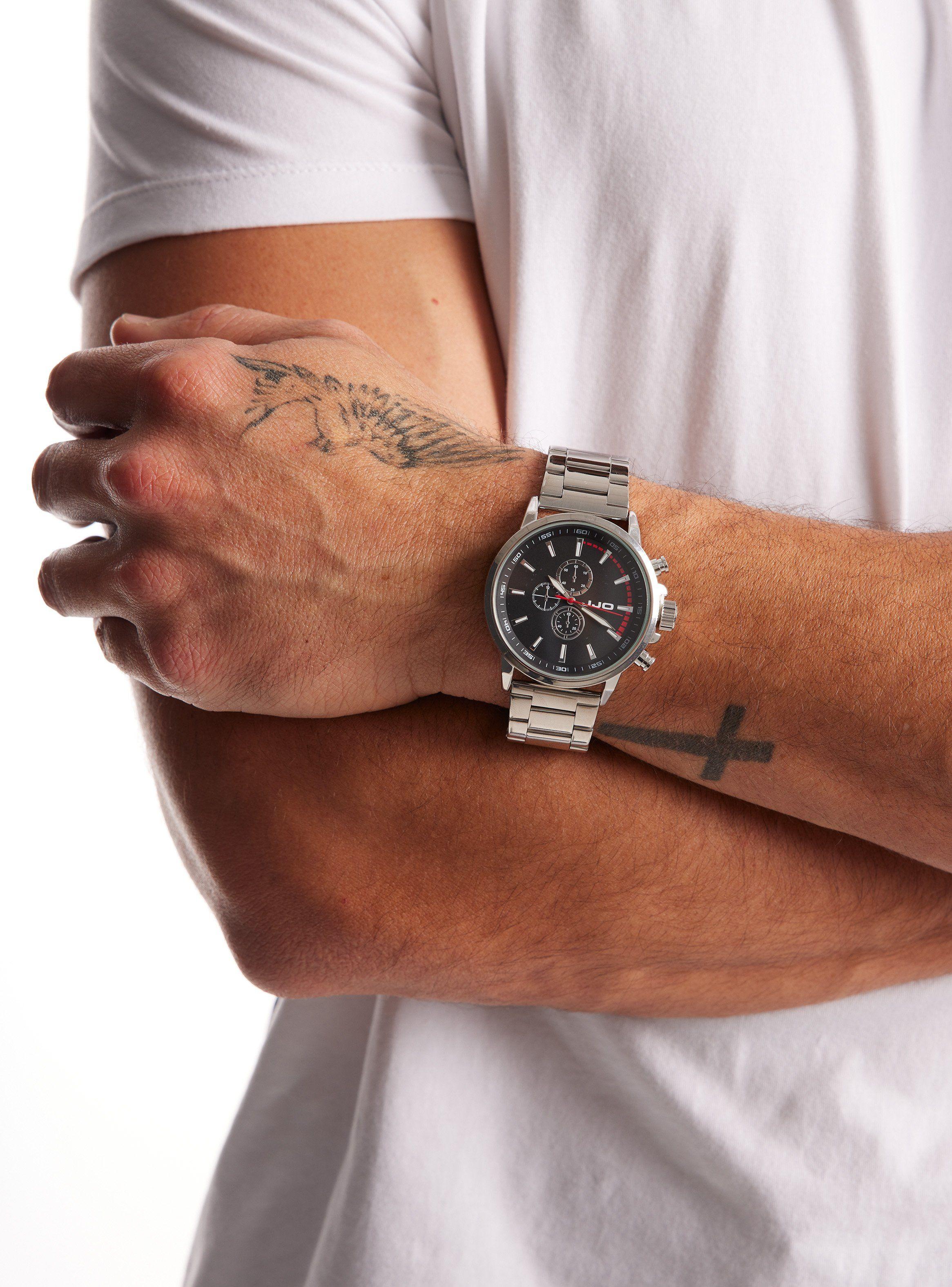 Pack Reloj Análogo Plata de Hombre + Descorchador-3