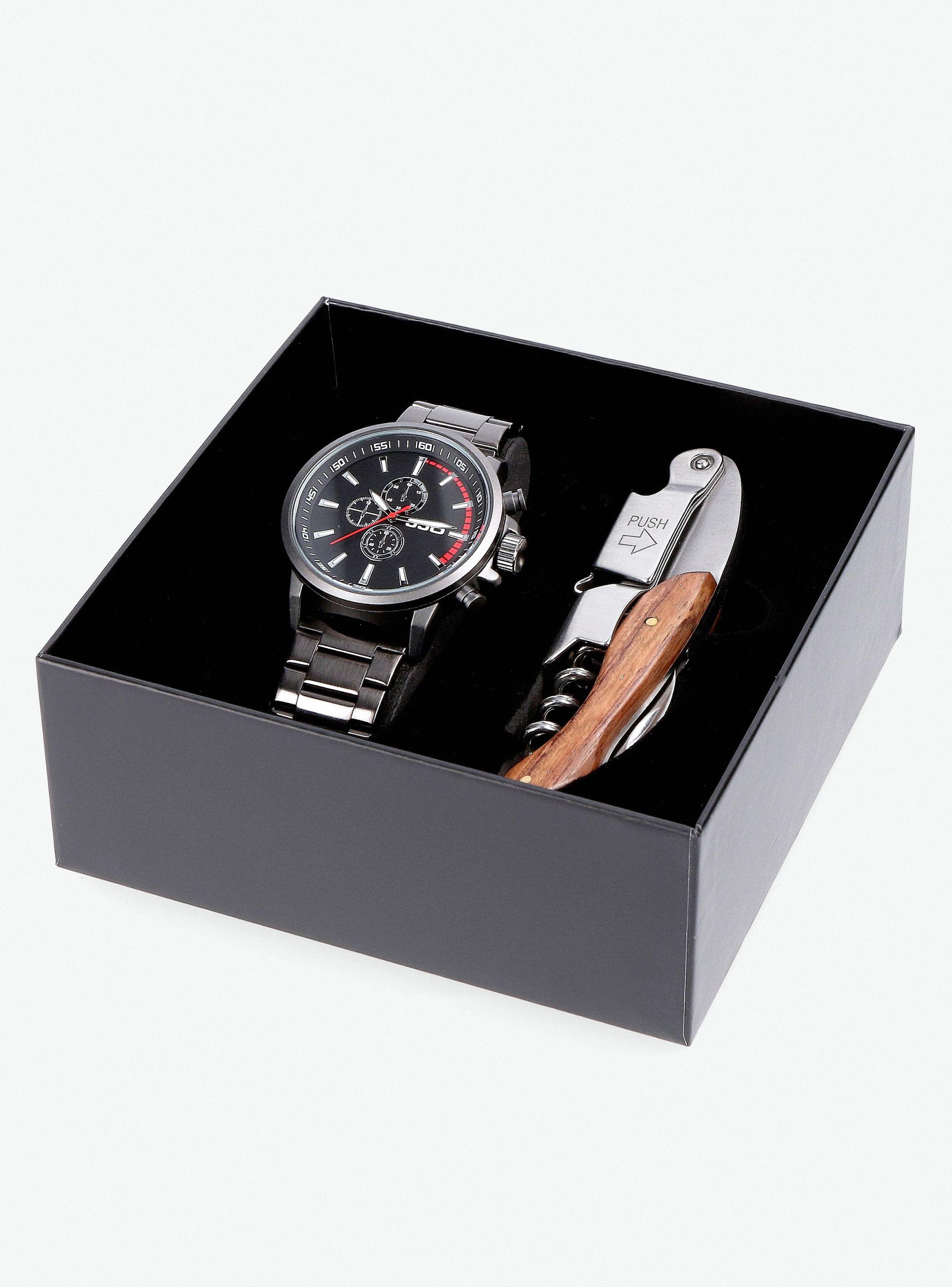 Pack Reloj Análogo Gris de Hombre + Descorchador-5