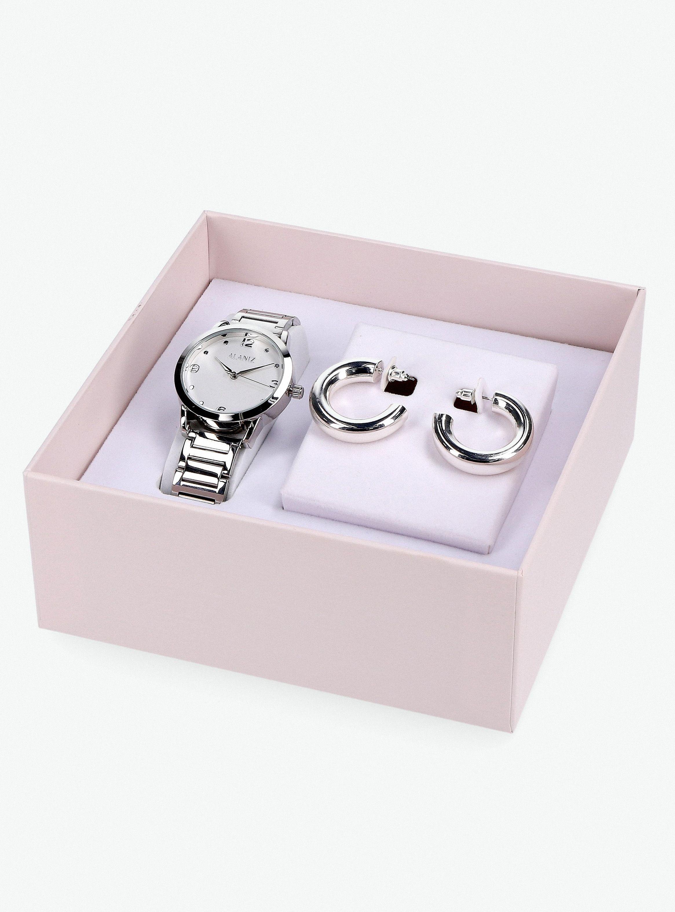 Pack Reloj Análogo Plata Mujer + Aros-5