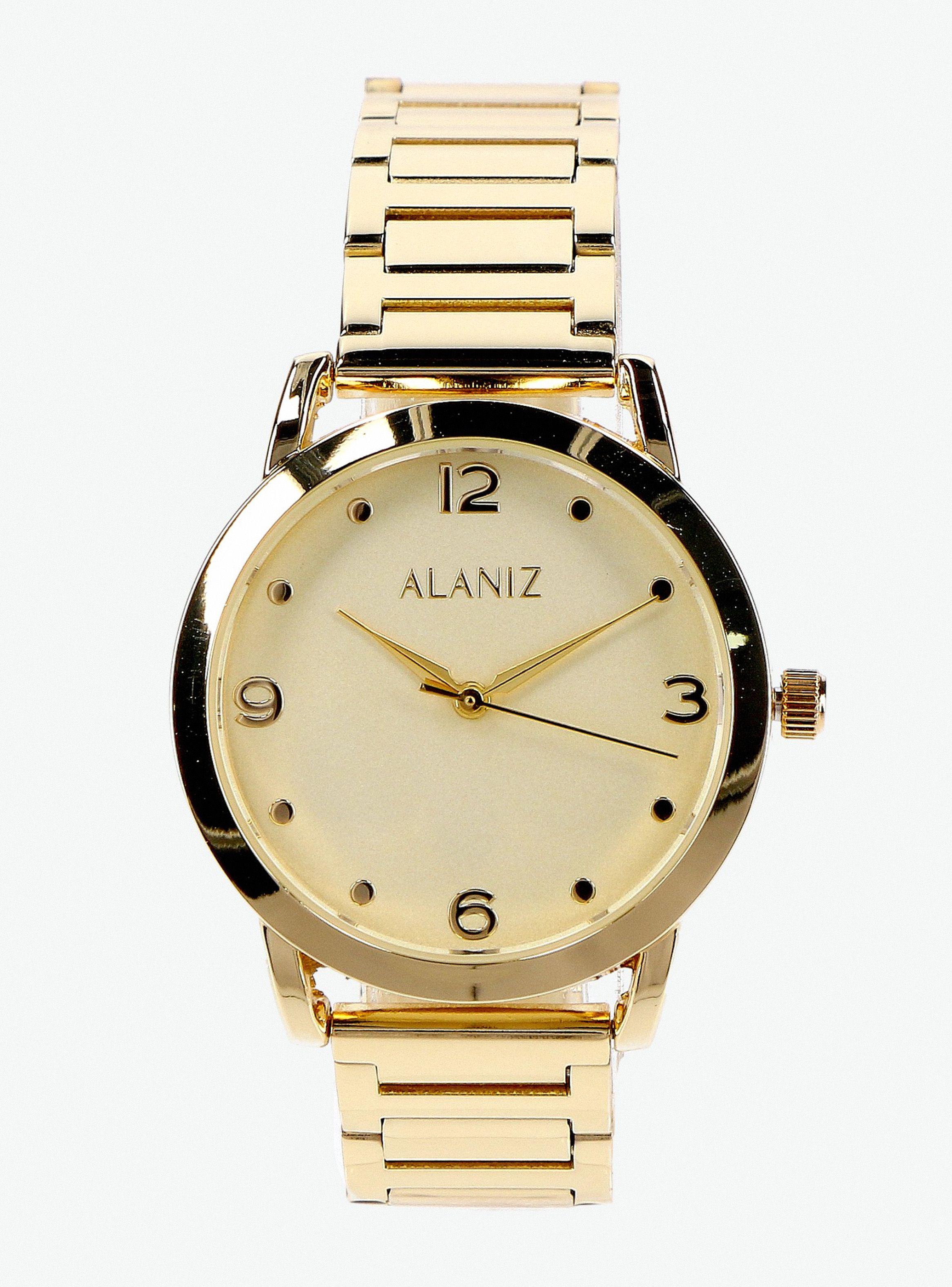Pack Reloj Análogo Dorado Mujer + Aros-0