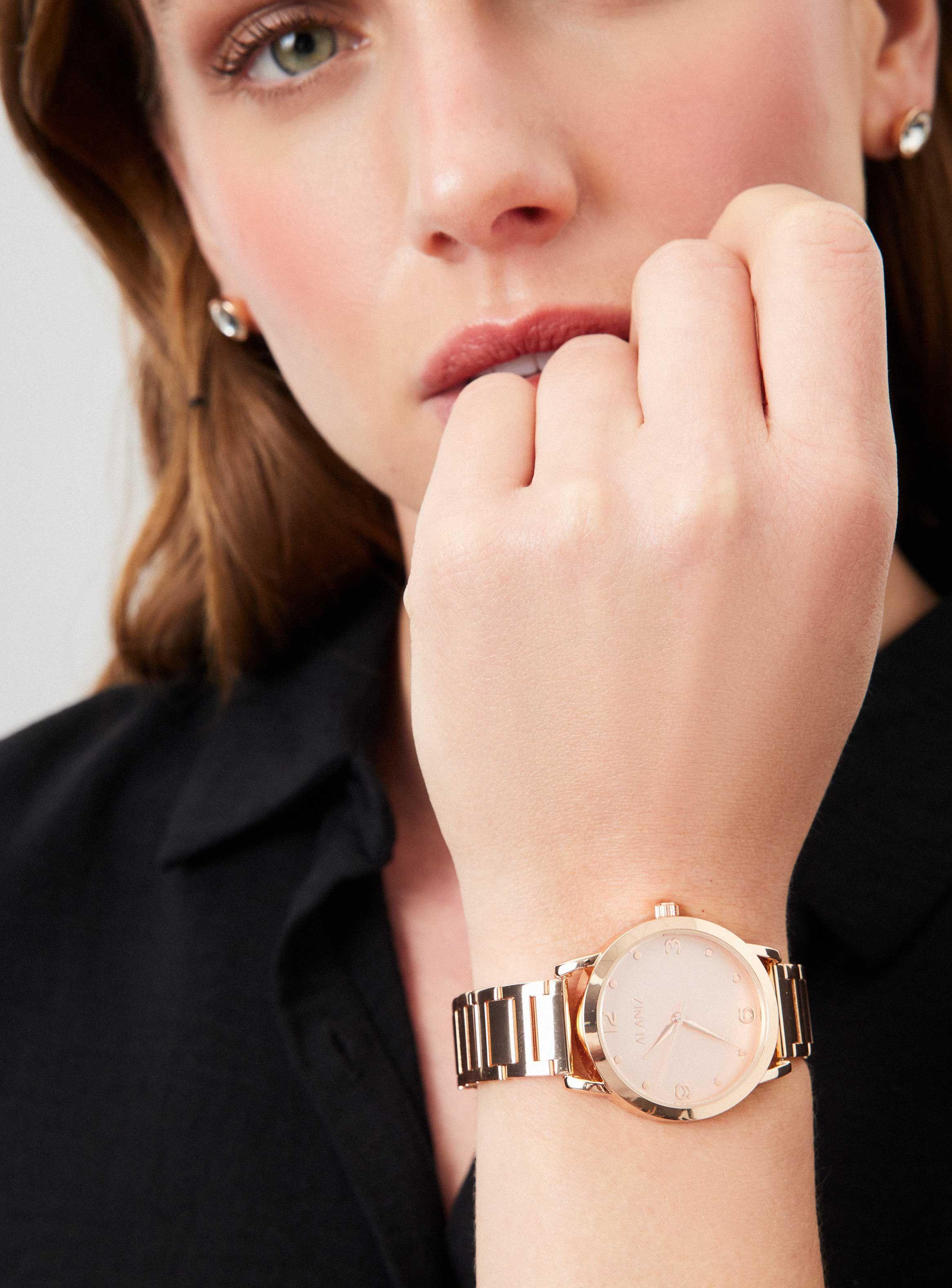 Pack Reloj Análogo Rosado Mujer + Aros-3