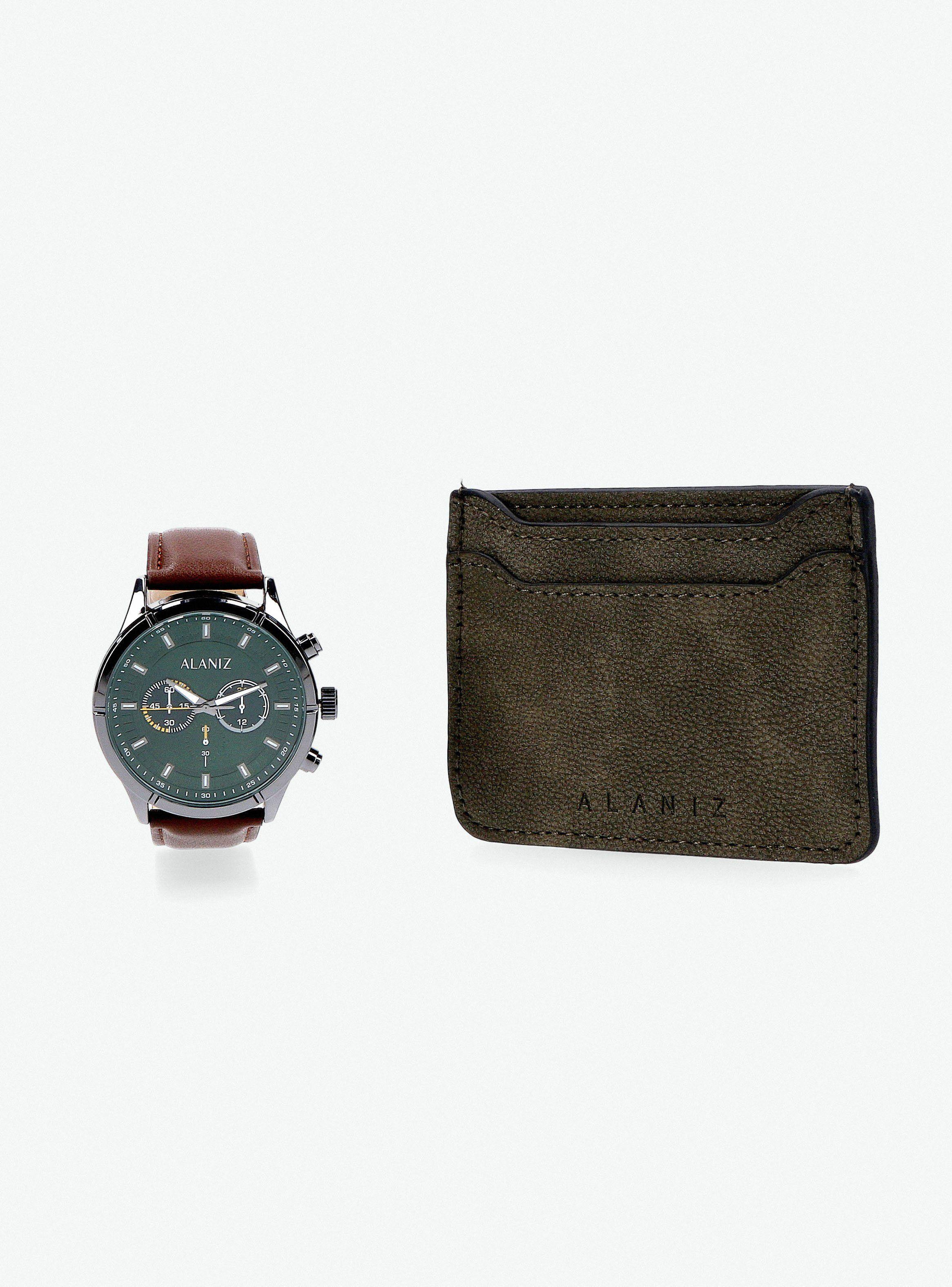 Pack Reloj Análogo Café de Hombre + Billetera-1