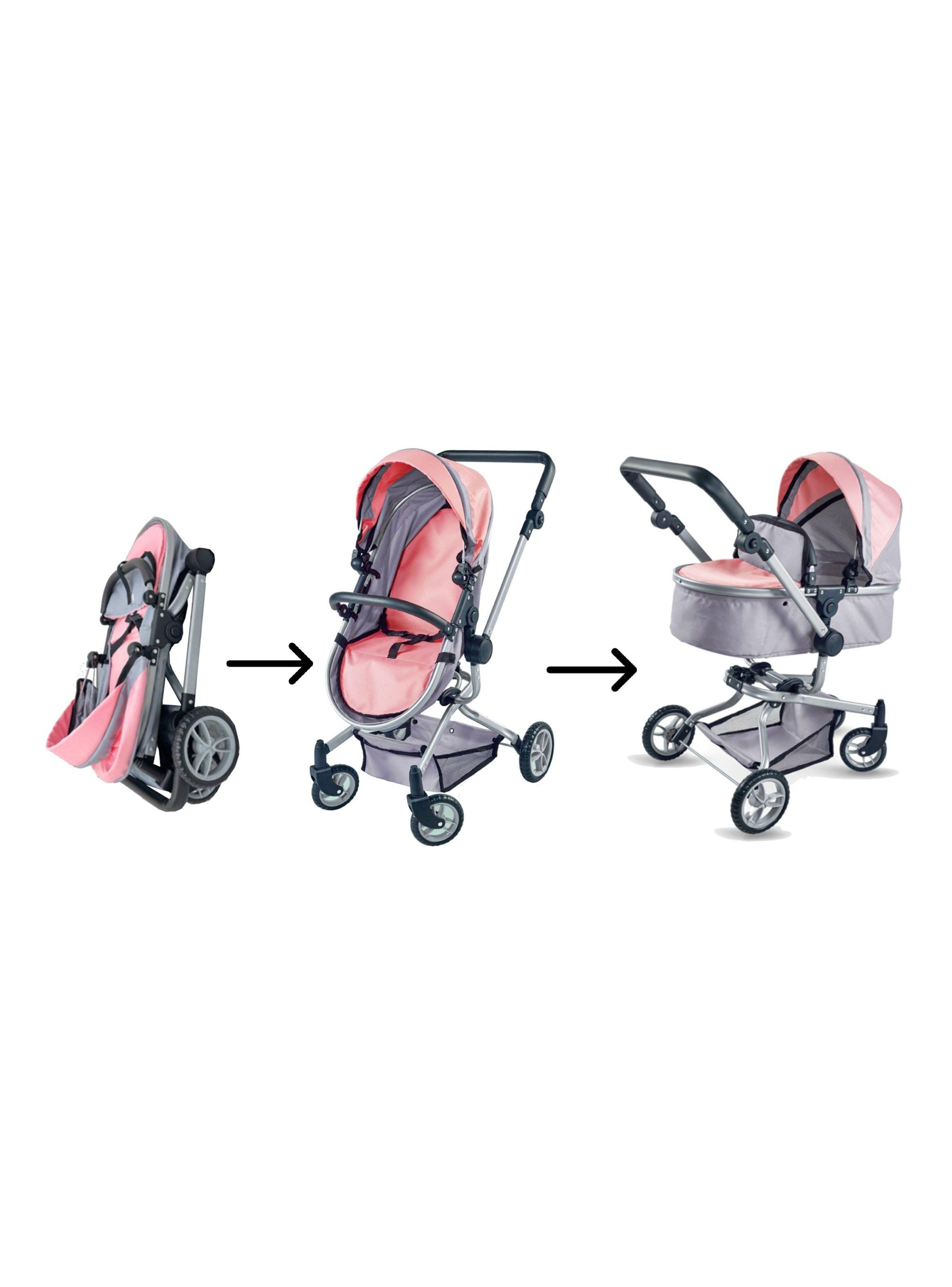 Coche Cuna Muñeca Rosado 2 en 1-4