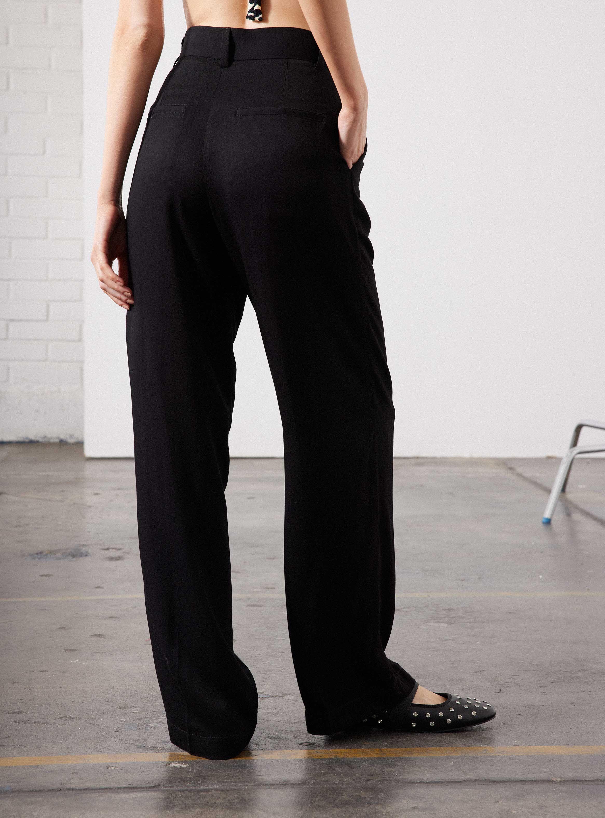 Pantalón Wide Leg con Pinzas Clásico-1