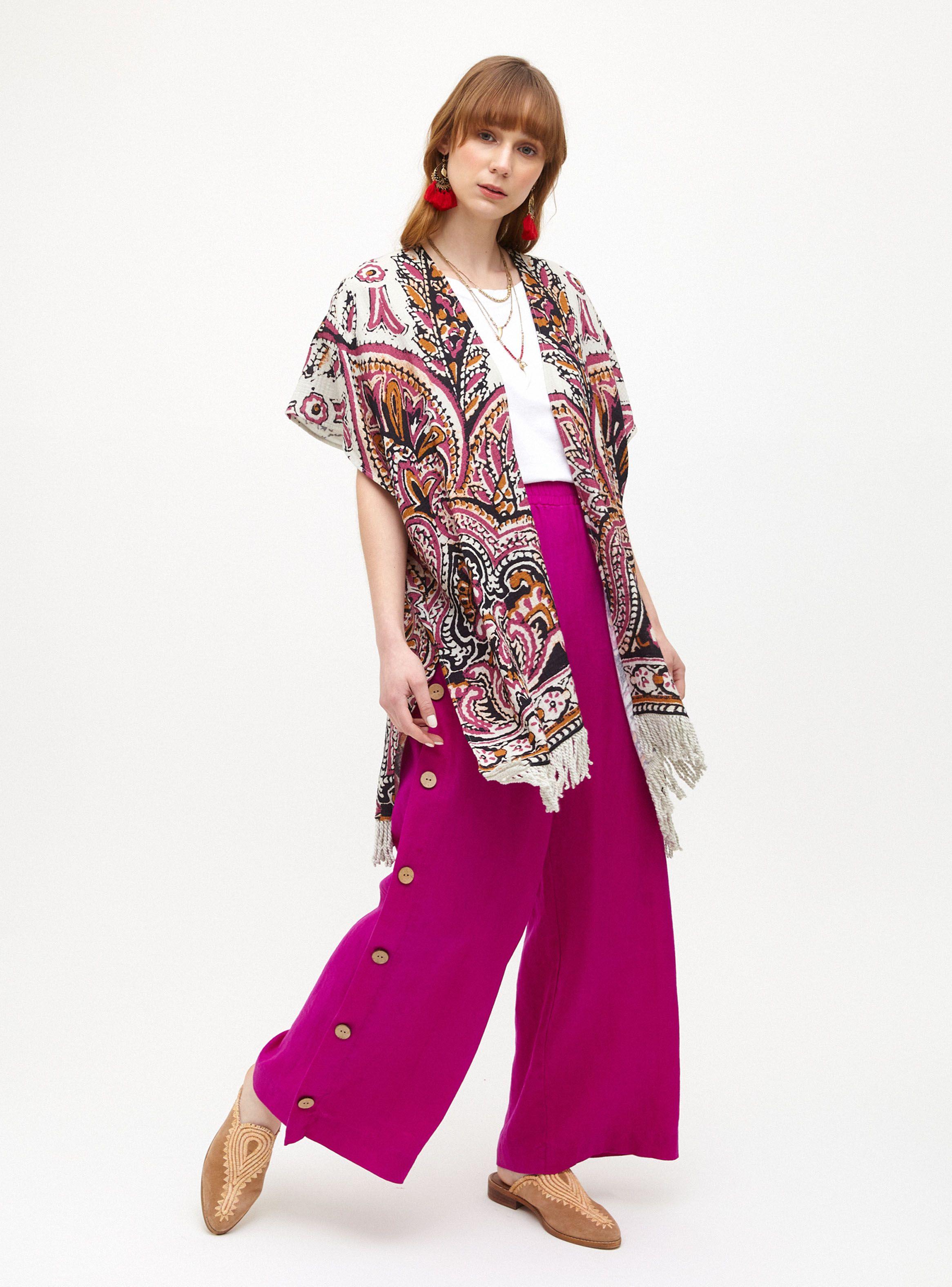 Kimono Kimono Estampado con Flecos-3