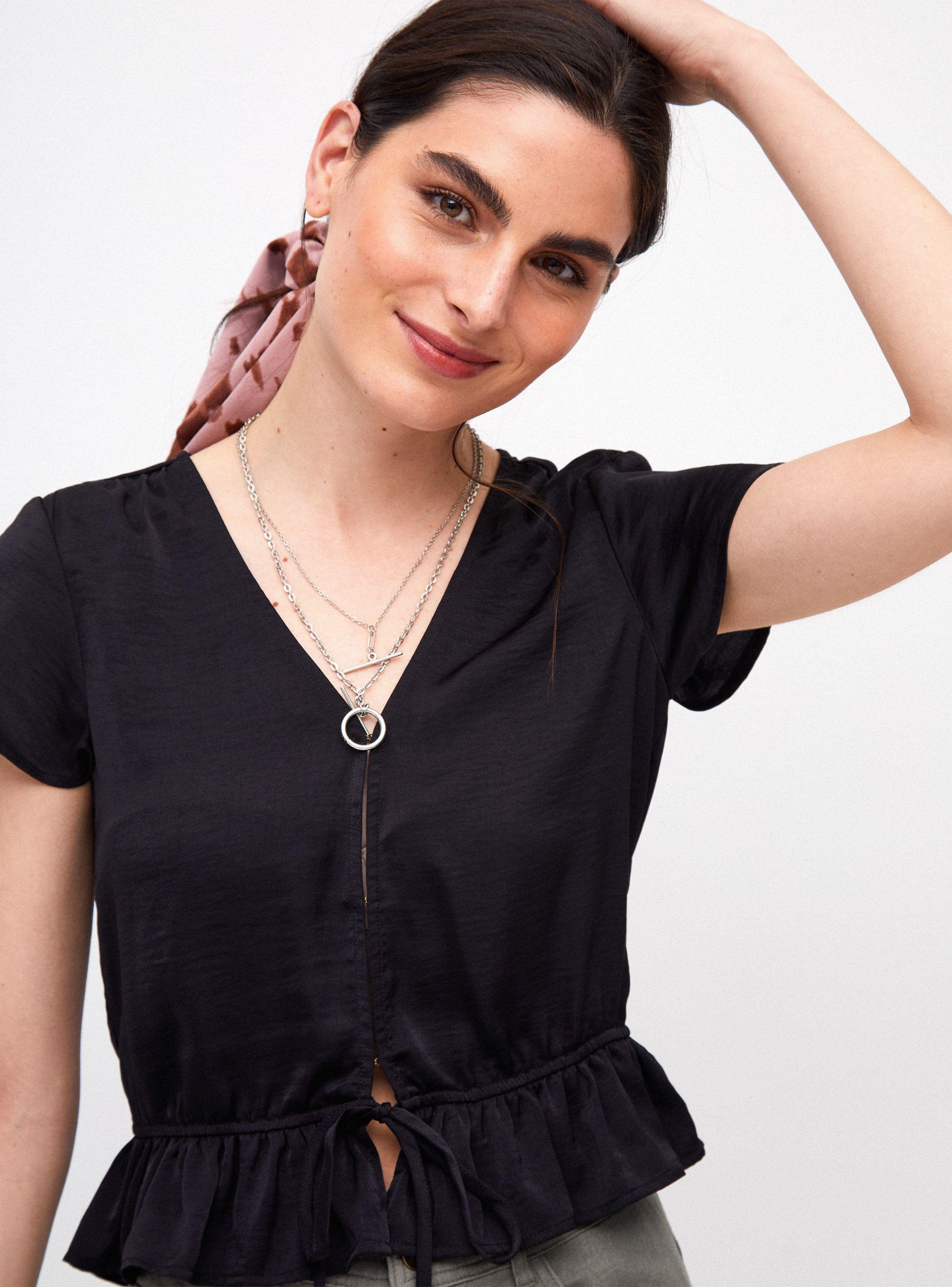 Blusa Satín con Amarra delantera-2