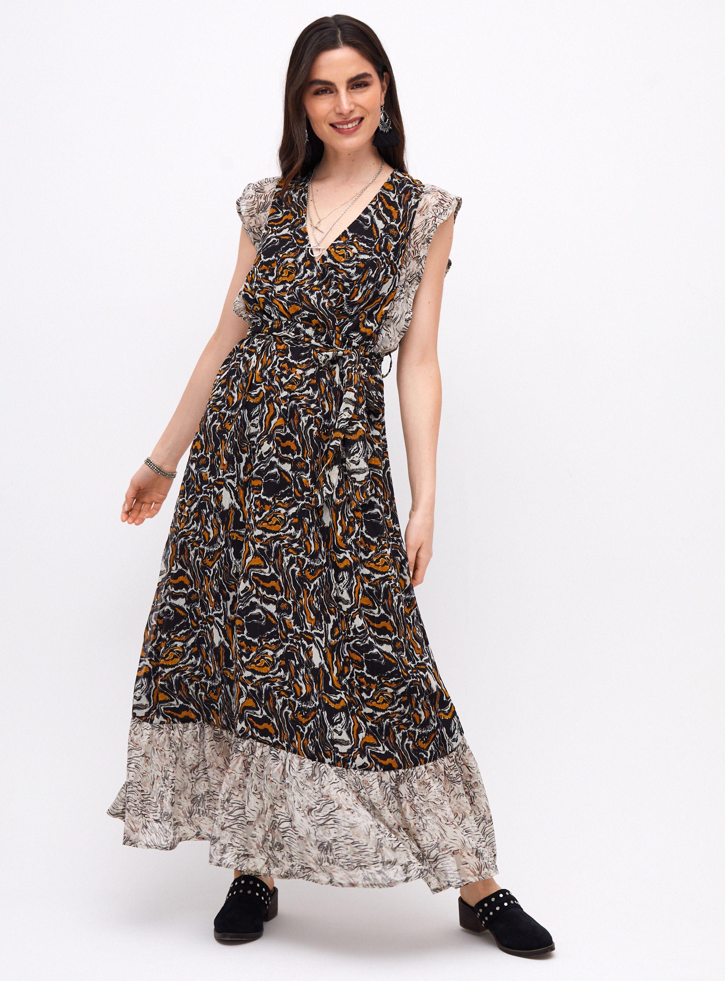 Vestido con Estampado y Lurex Mangas con Vuelos-0