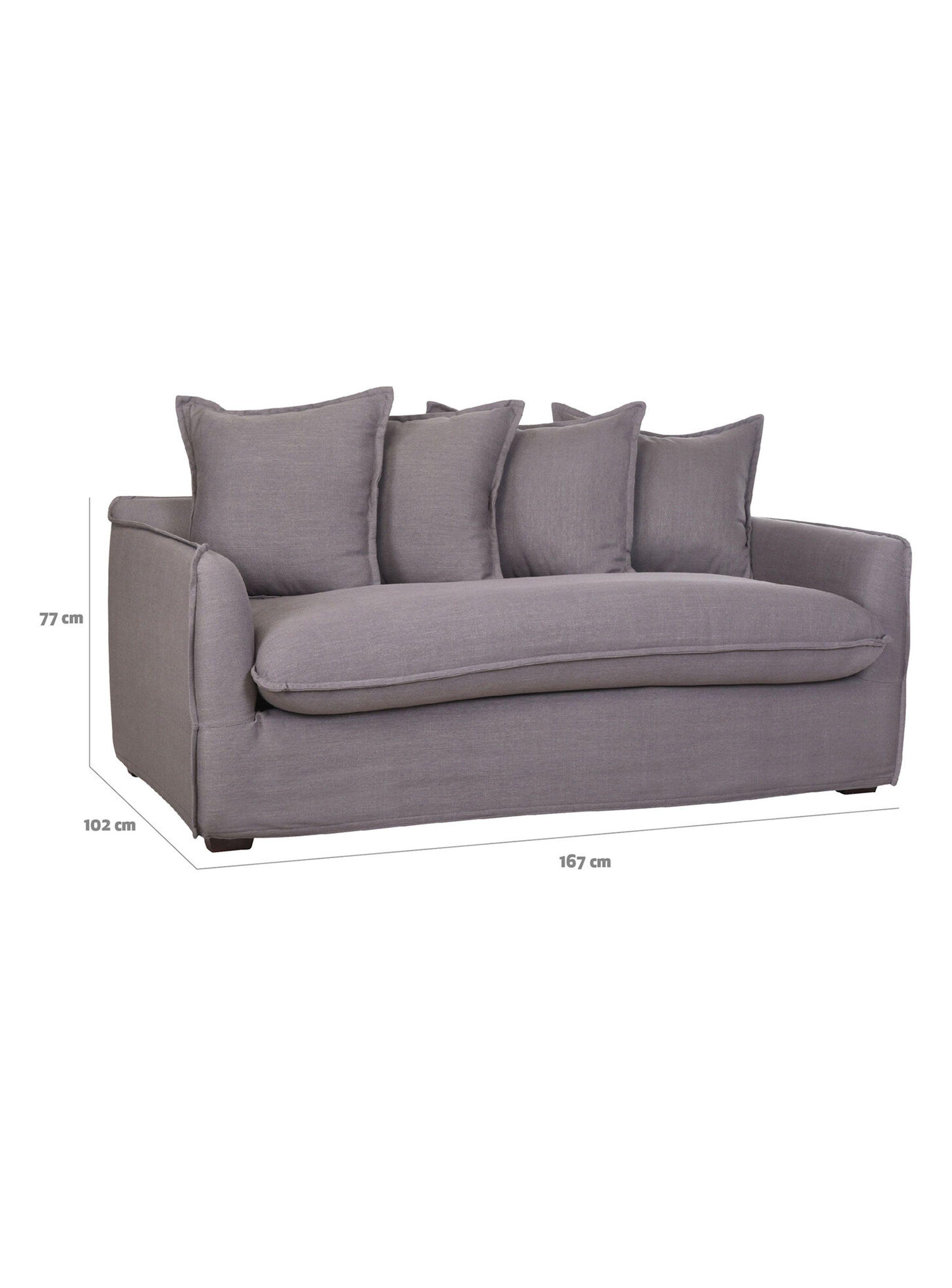Sofá Tela 2 Cuerpos 4 Cojines Relax Gris-1