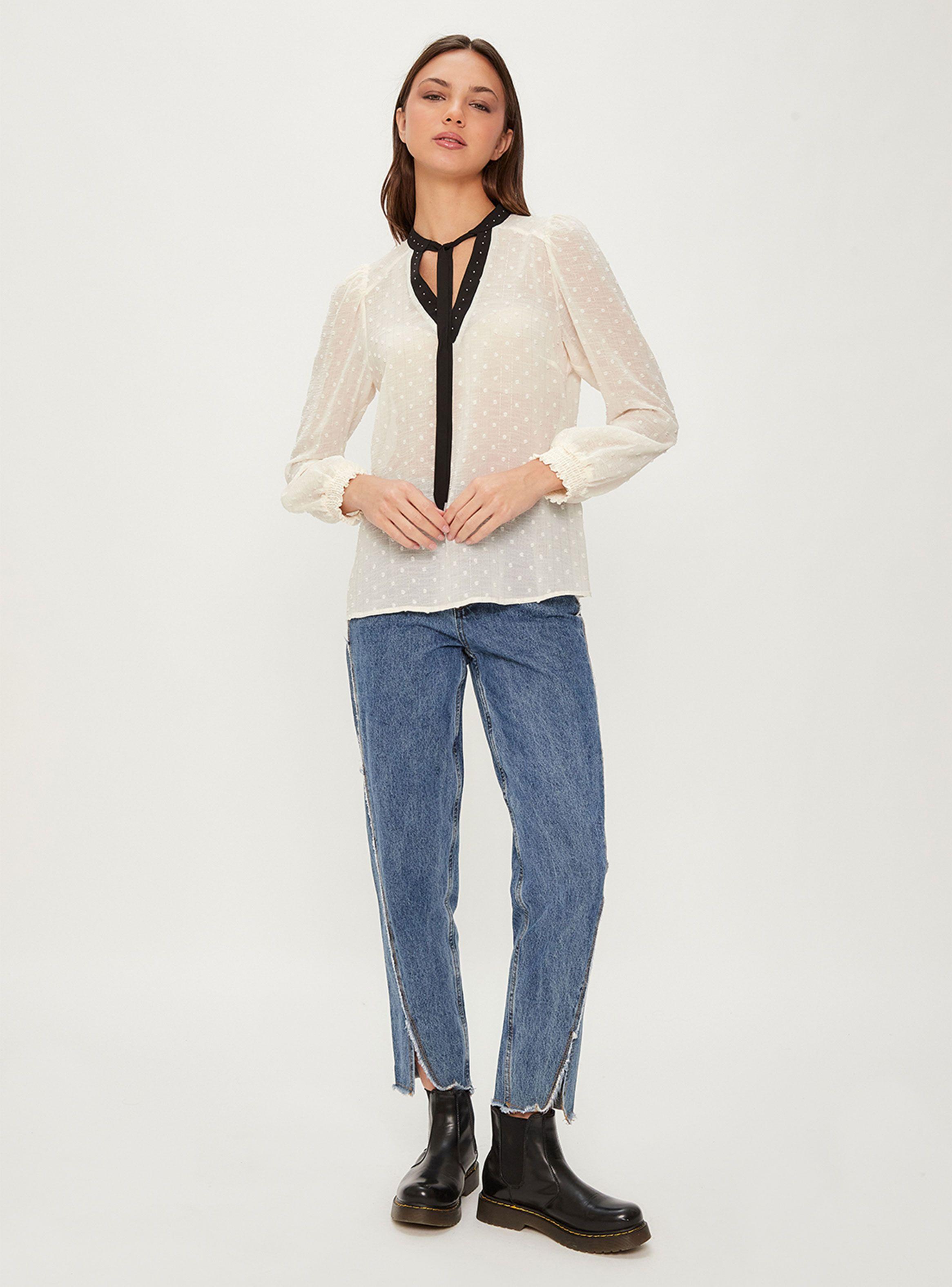 Blusa Lisa Bicolor Manga Larga-4