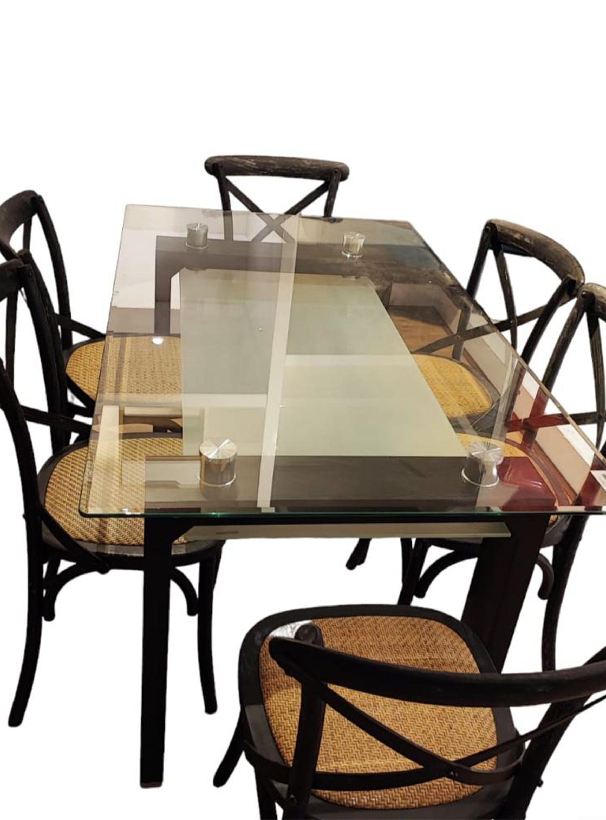 Comedor Prisma Rectangular Negro + 6 Sillas-4
