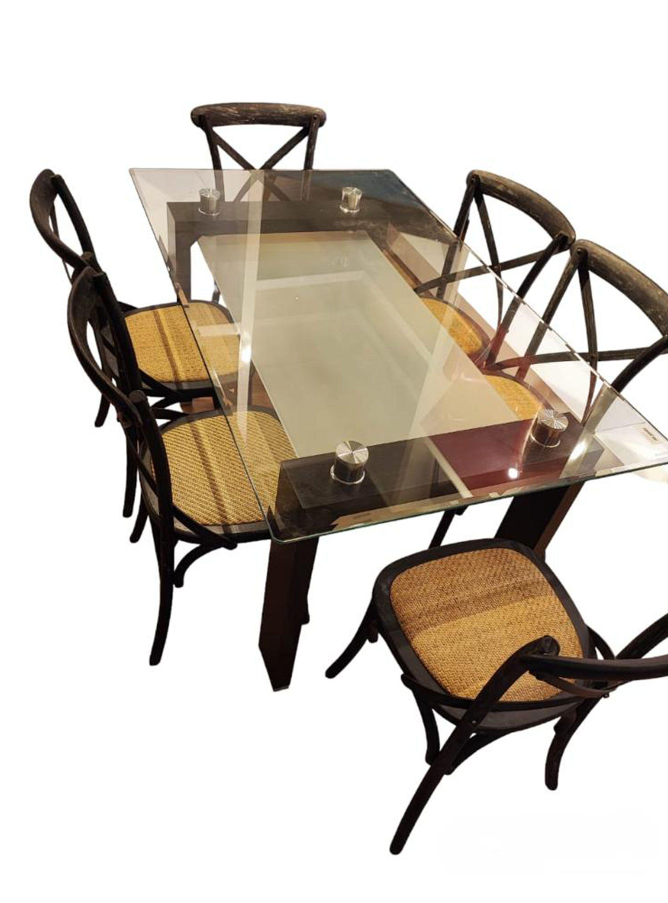 Comedor Prisma Rectangular Negro + 6 Sillas-0