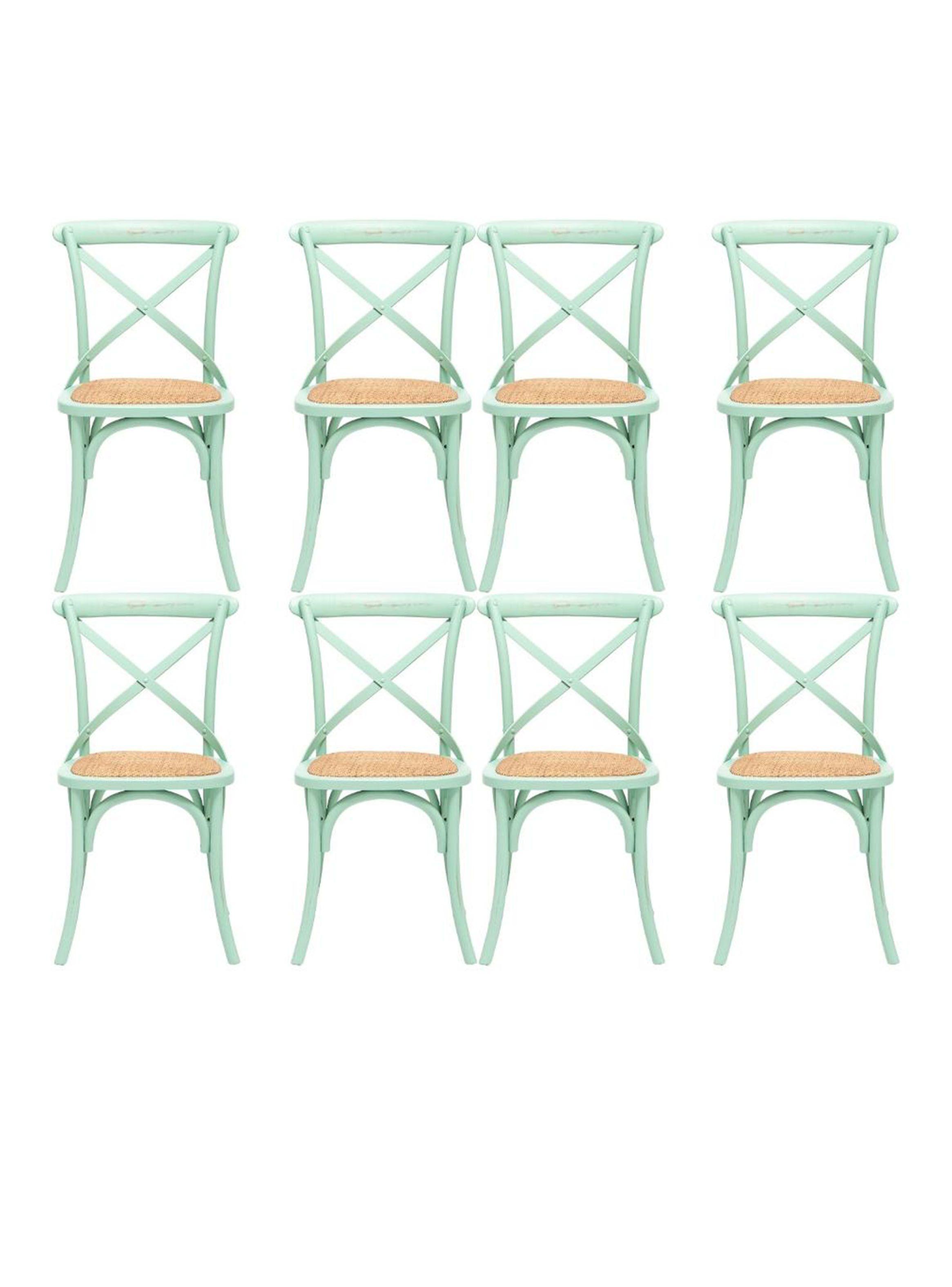 Comedor Vittoria Blanco 8 Sillas Retro Verde Agua-4