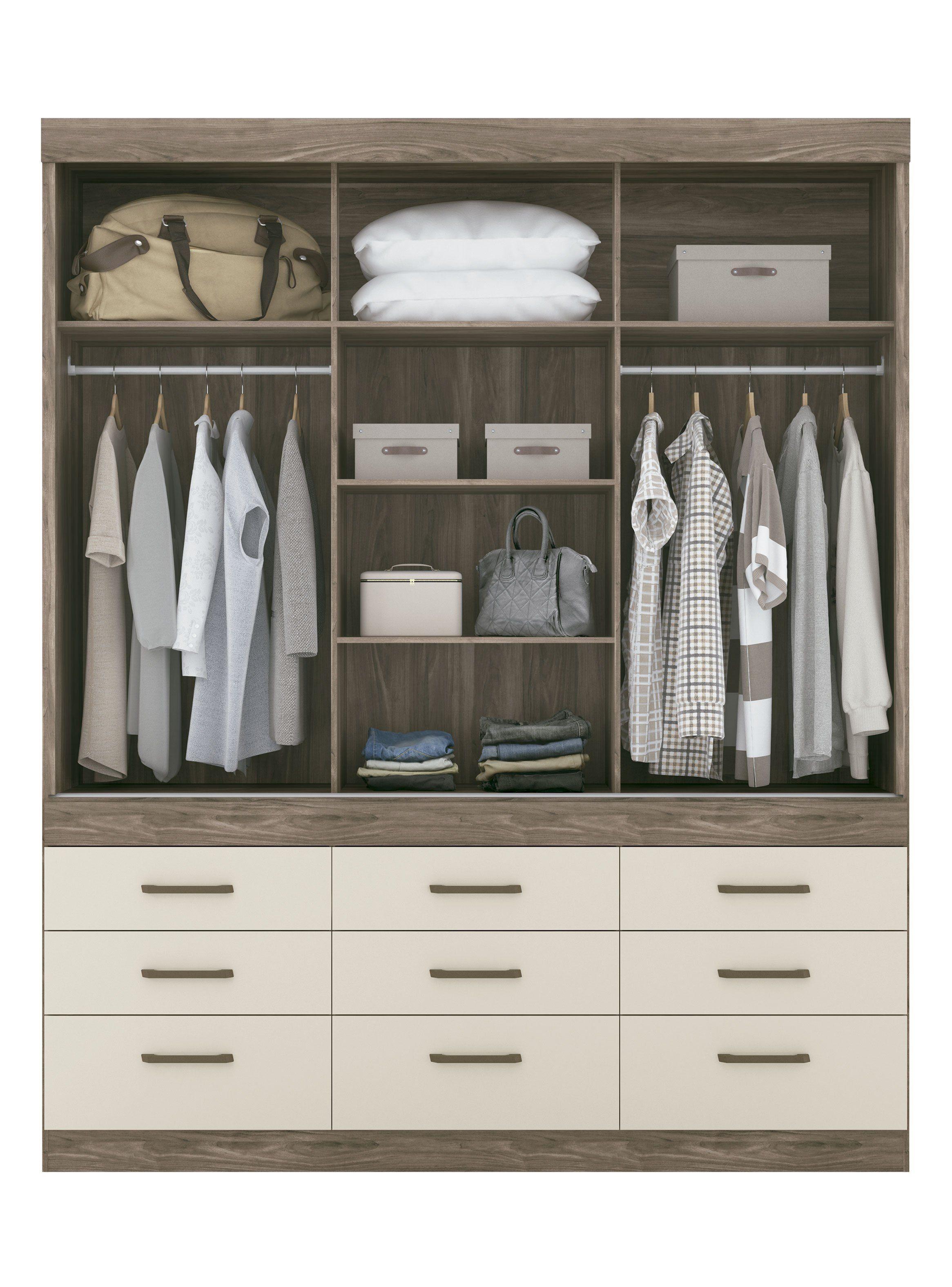 Clóset Click 3 Puertas 9 Cajones Castaña-2
