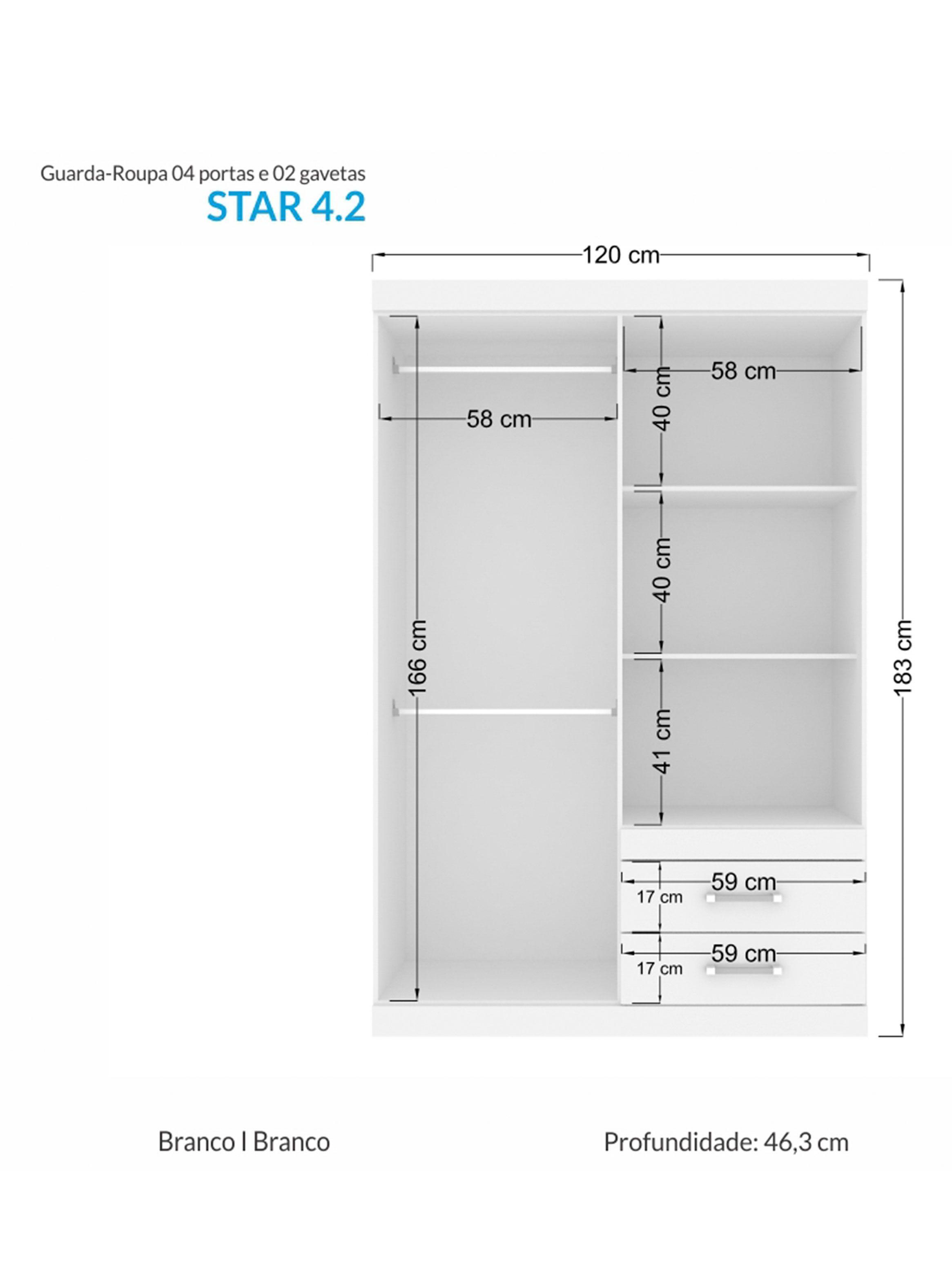 Clóset Star 4 Puertas 2 Cajones Blanco-1