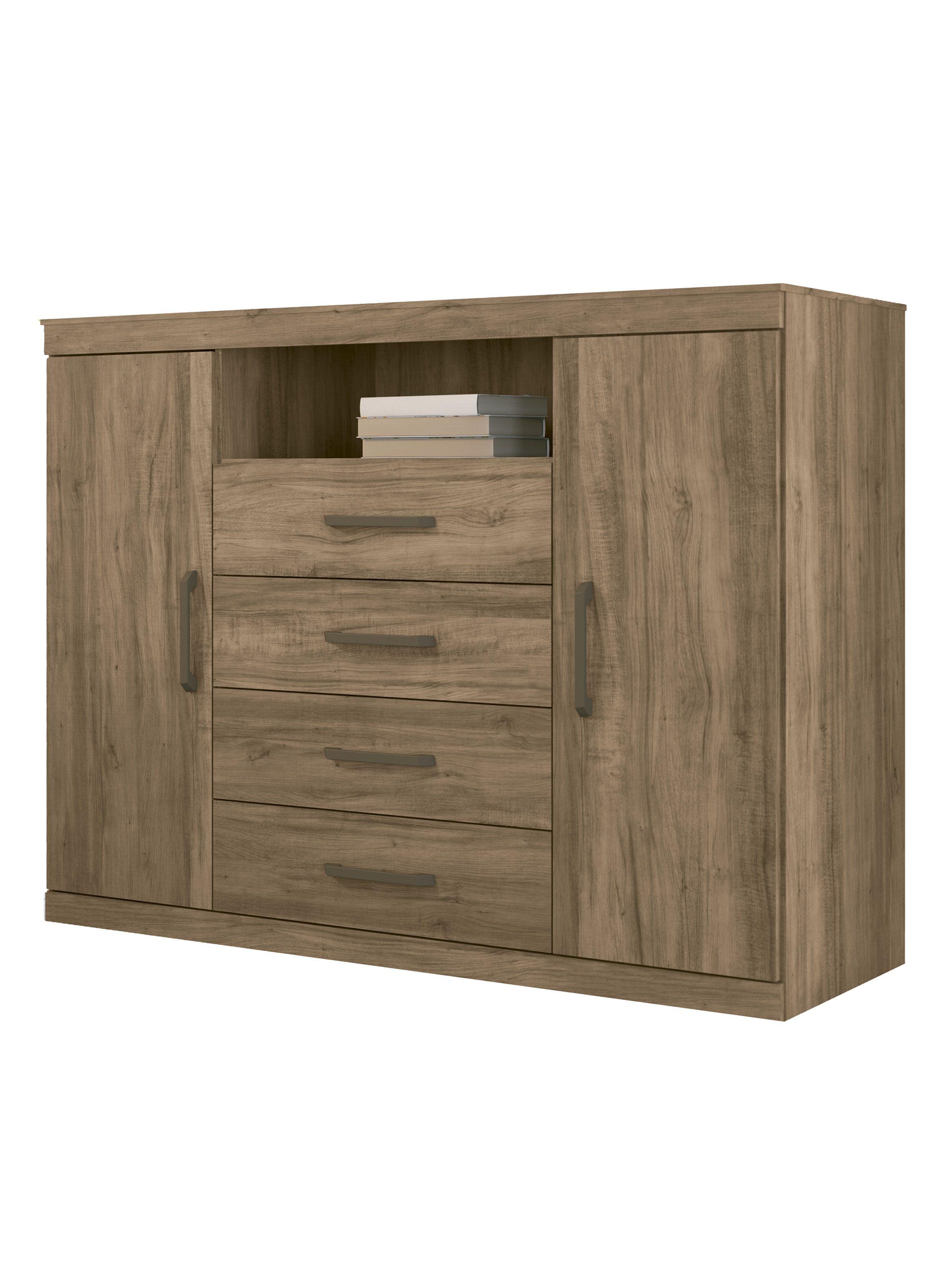 Cómoda Master 2 Puertas 4 Cajones Café Claro-0