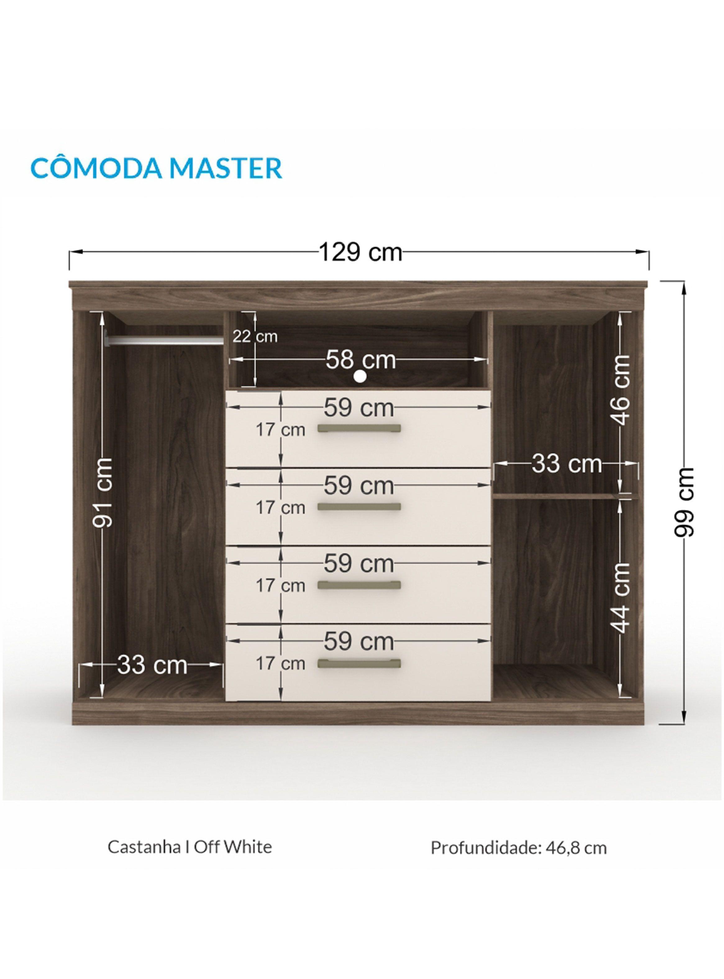 Cómoda Master 2 Puertas 4 Cajones Castaña-1