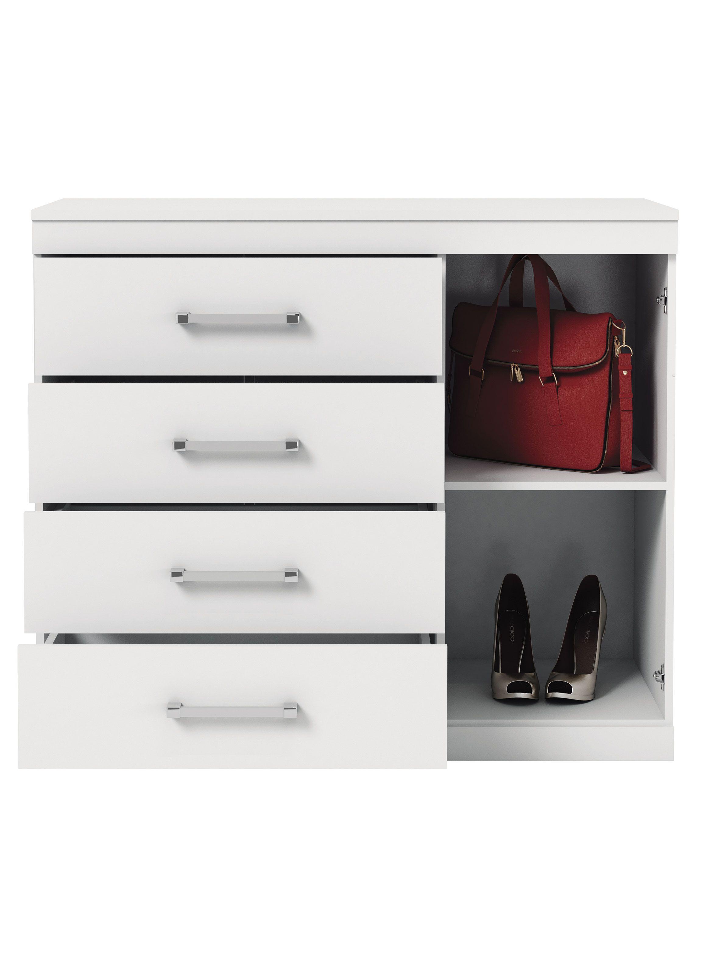 Cómoda Plus 1 Puerta 4 Cajones Blanca-2
