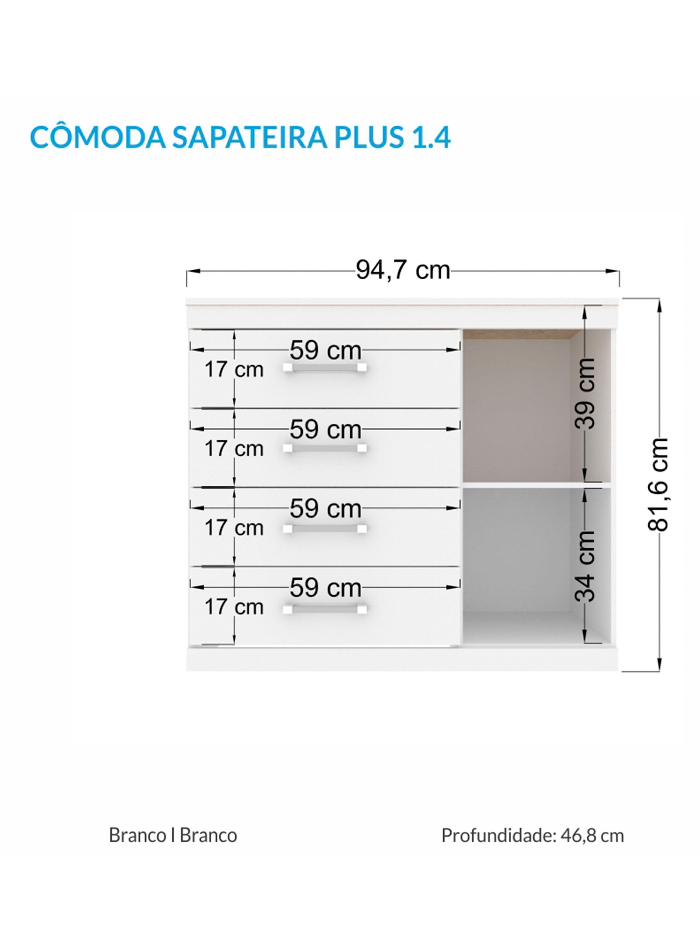 Cómoda Plus 1 Puerta 4 Cajones Blanca-1