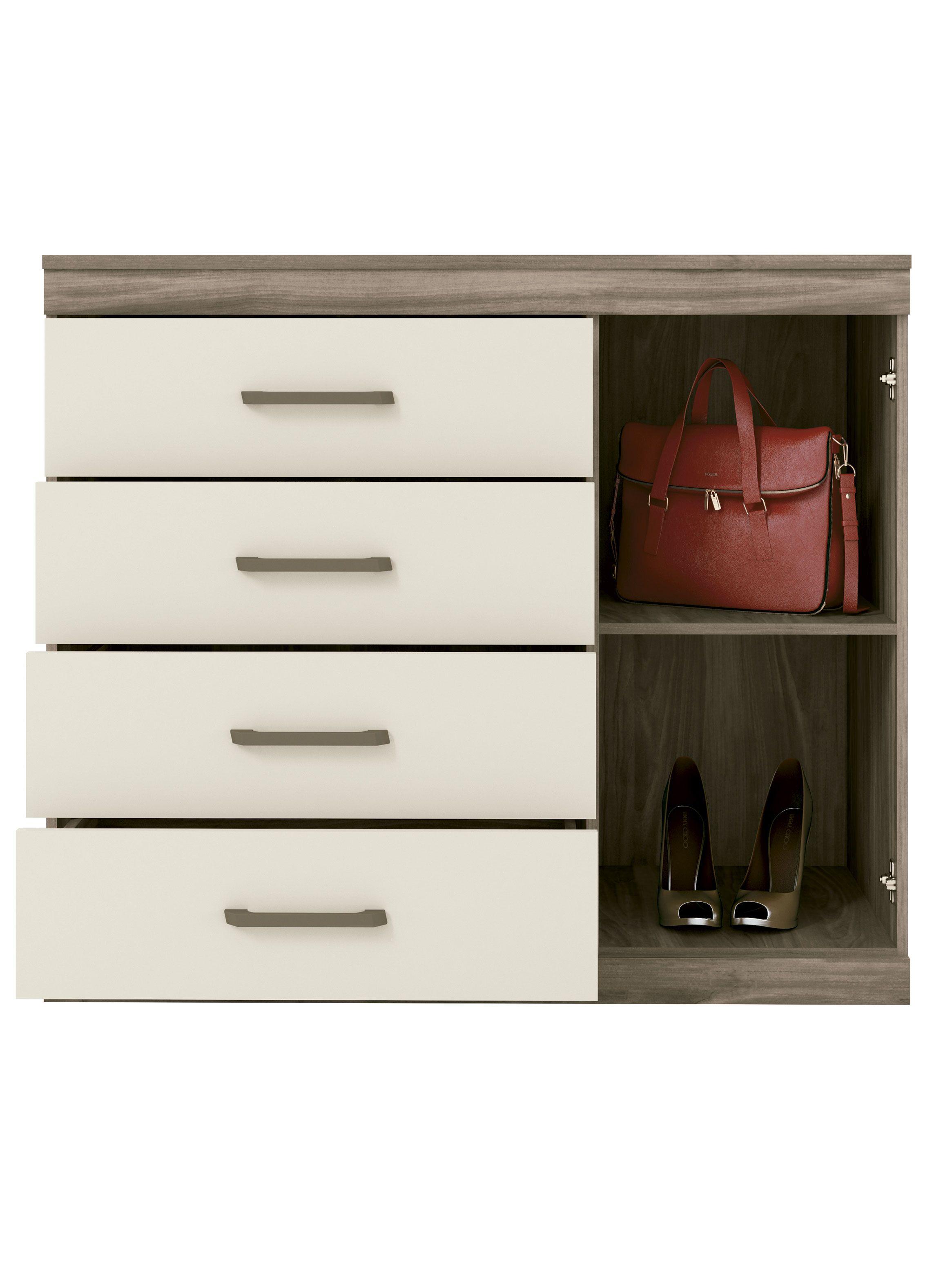 Cómoda Plus 1 Puerta 4 Cajones Castaña-2