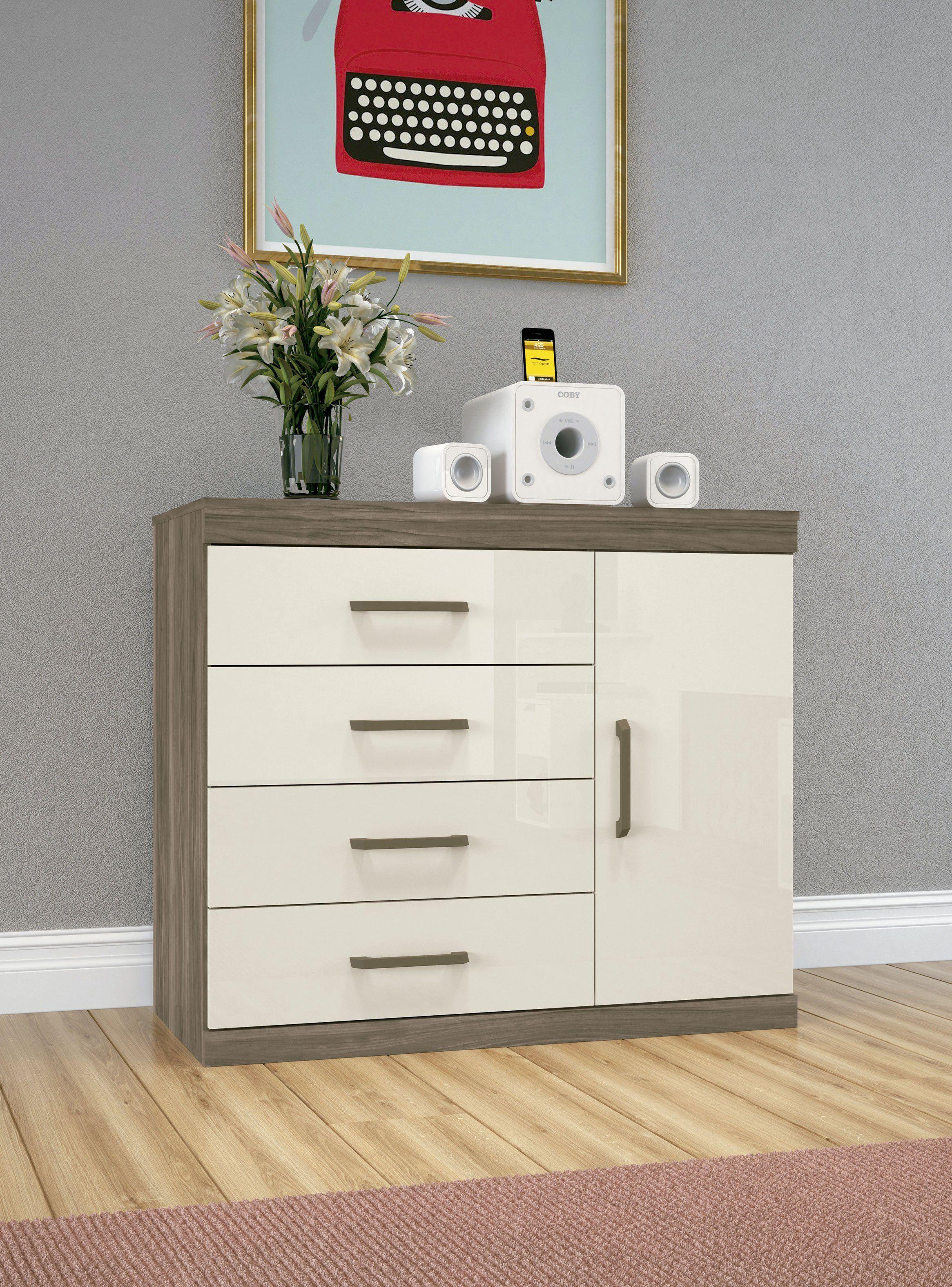 Cómoda Plus 1 Puerta 4 Cajones Castaña-3