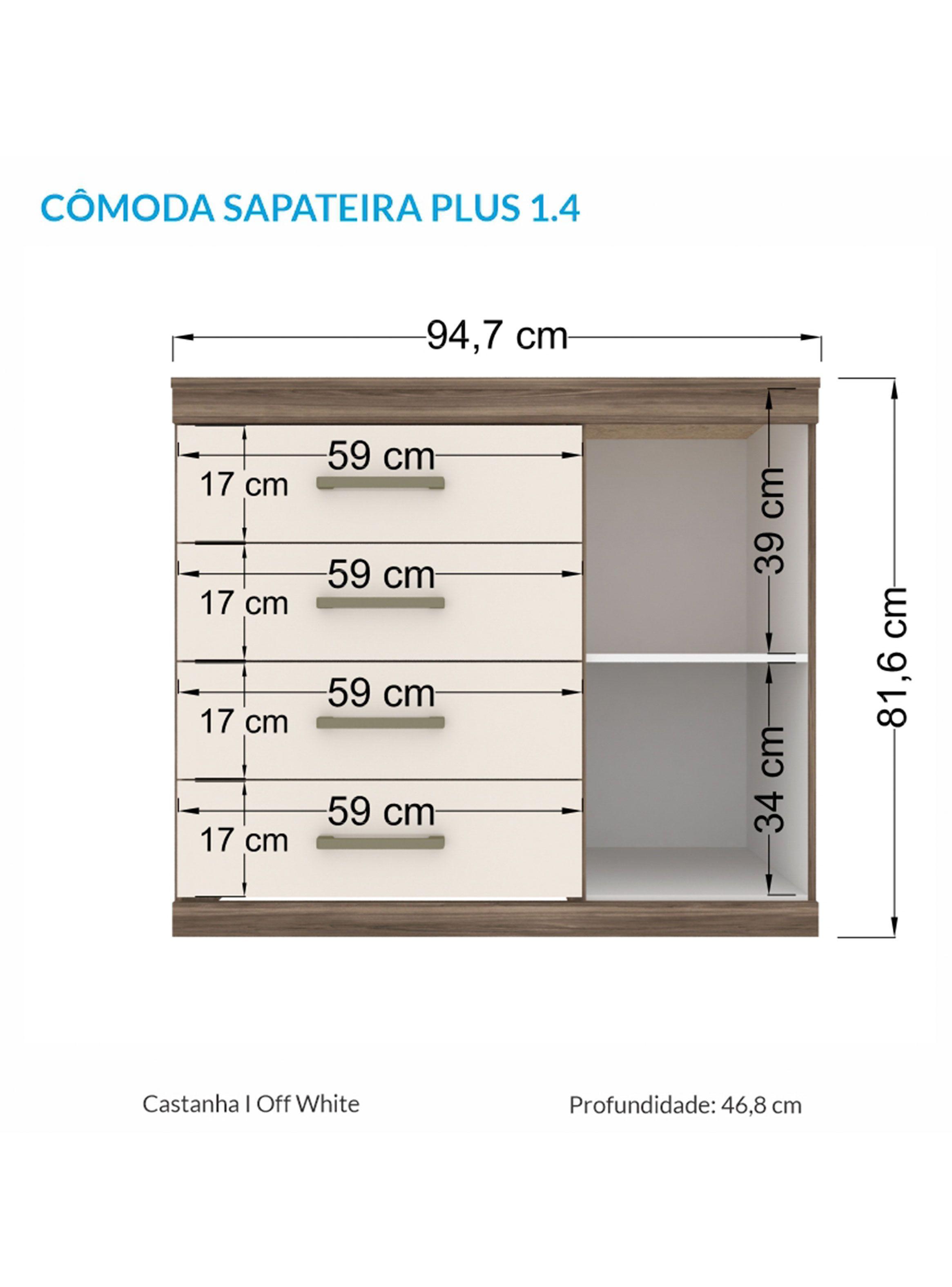 Cómoda Plus 1 Puerta 4 Cajones Castaña-1