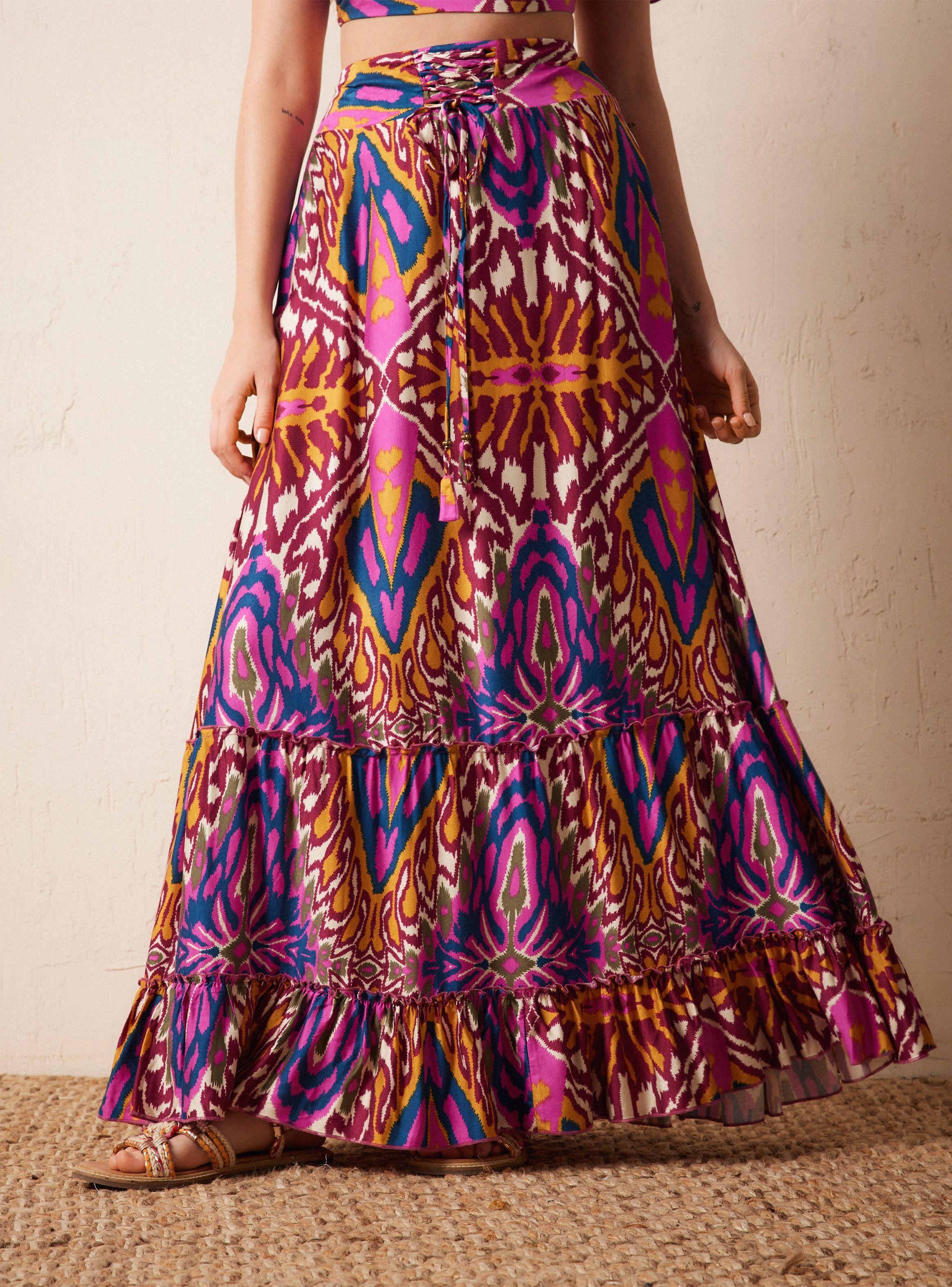 Falda con Lace Up en Pretina Full Print-0