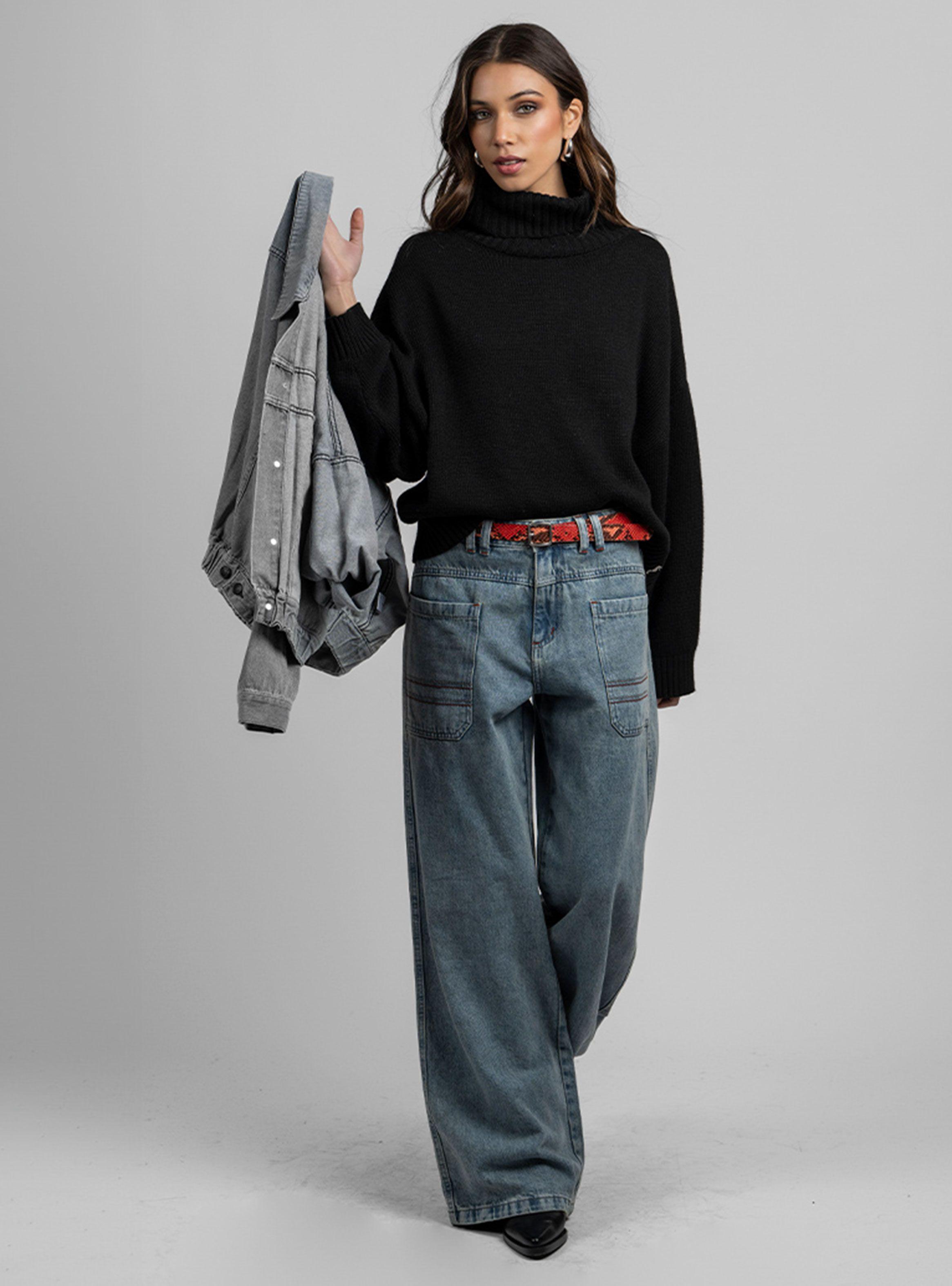 Jeans Tali Wide Leg Tiro Medio Celeste-3