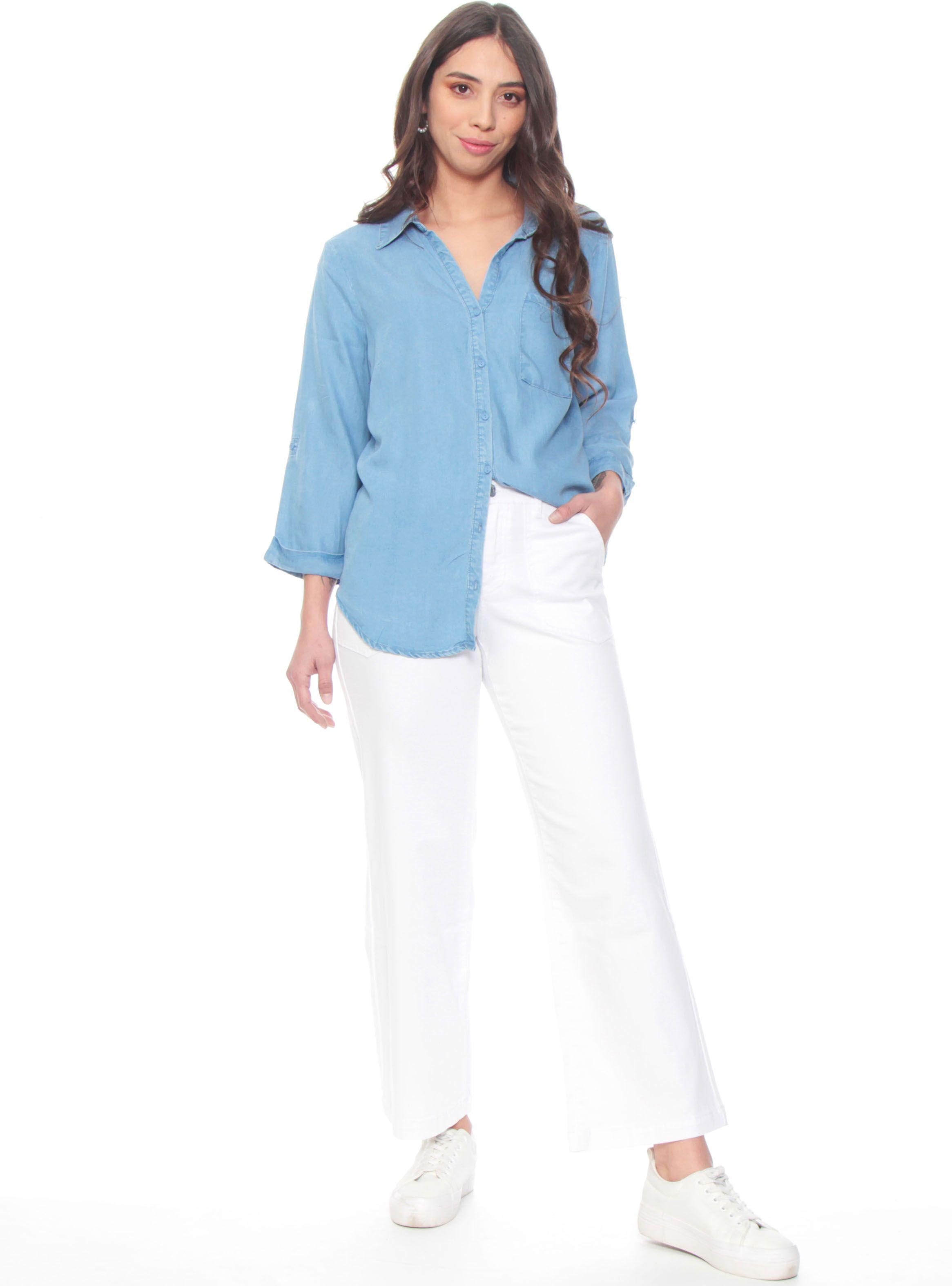 Blusa Manga Larga Ajustable Lyocell Abotonada-4