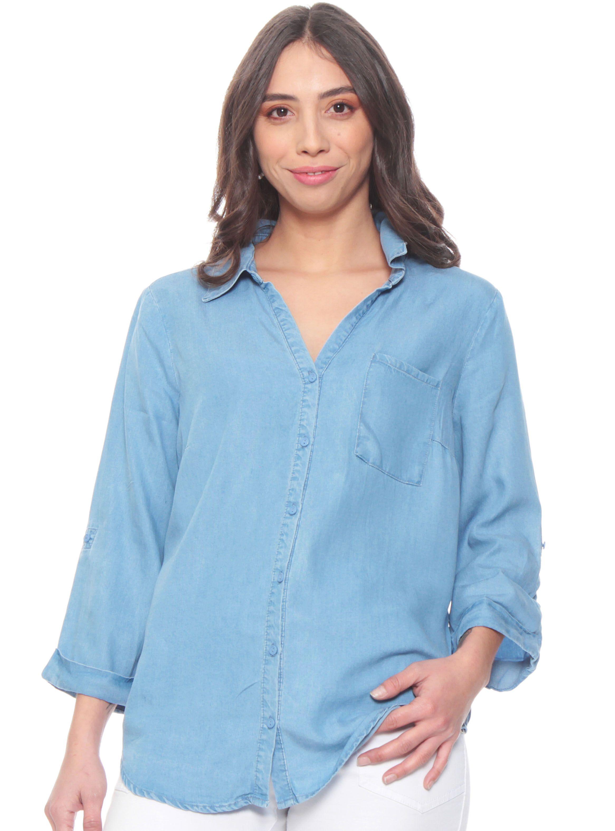 Blusa Manga Larga Ajustable Lyocell Abotonada-0