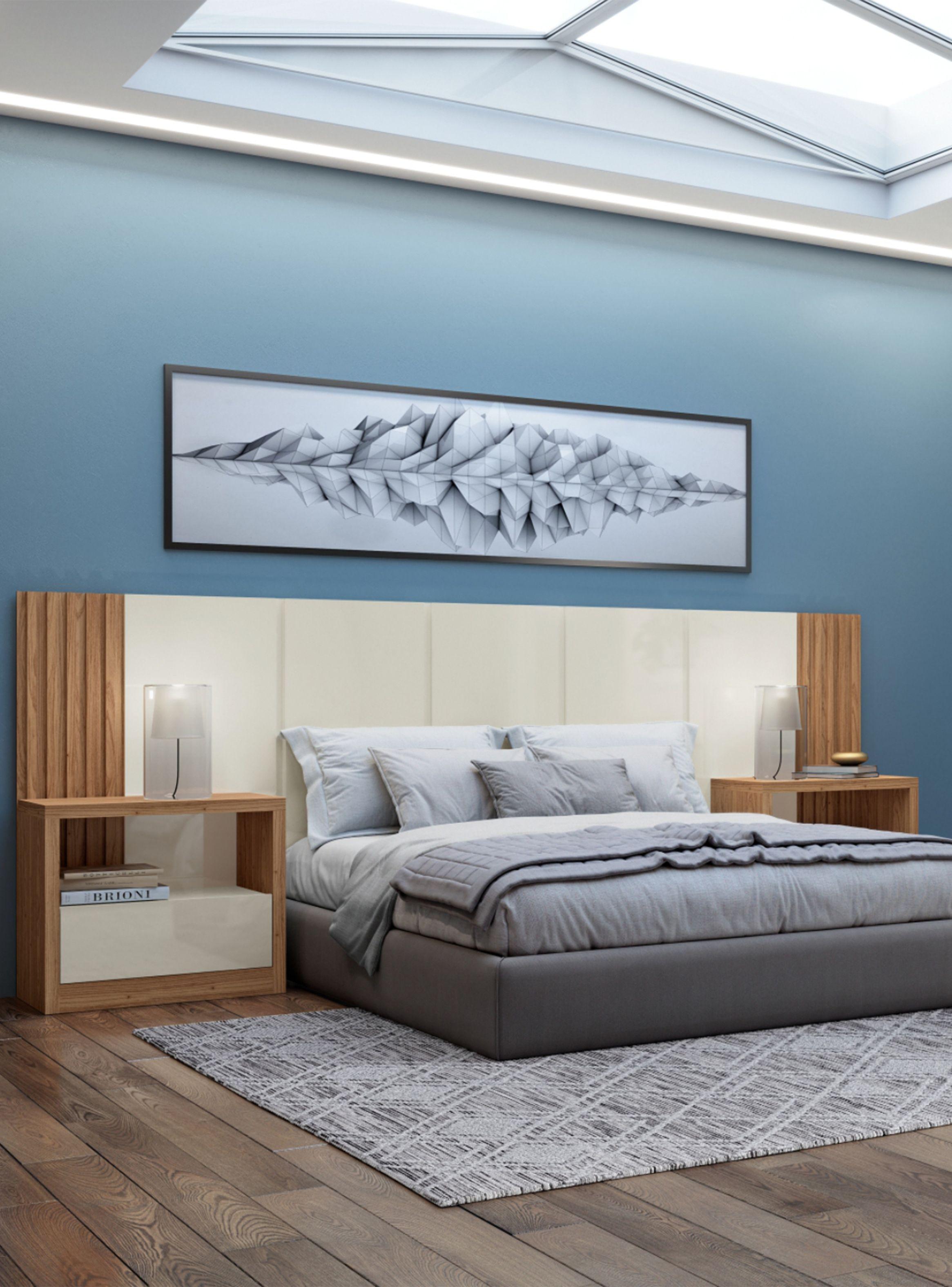 Respaldo Cast Off White + 2 Veladores con 1 Cajón Cast Ow-2