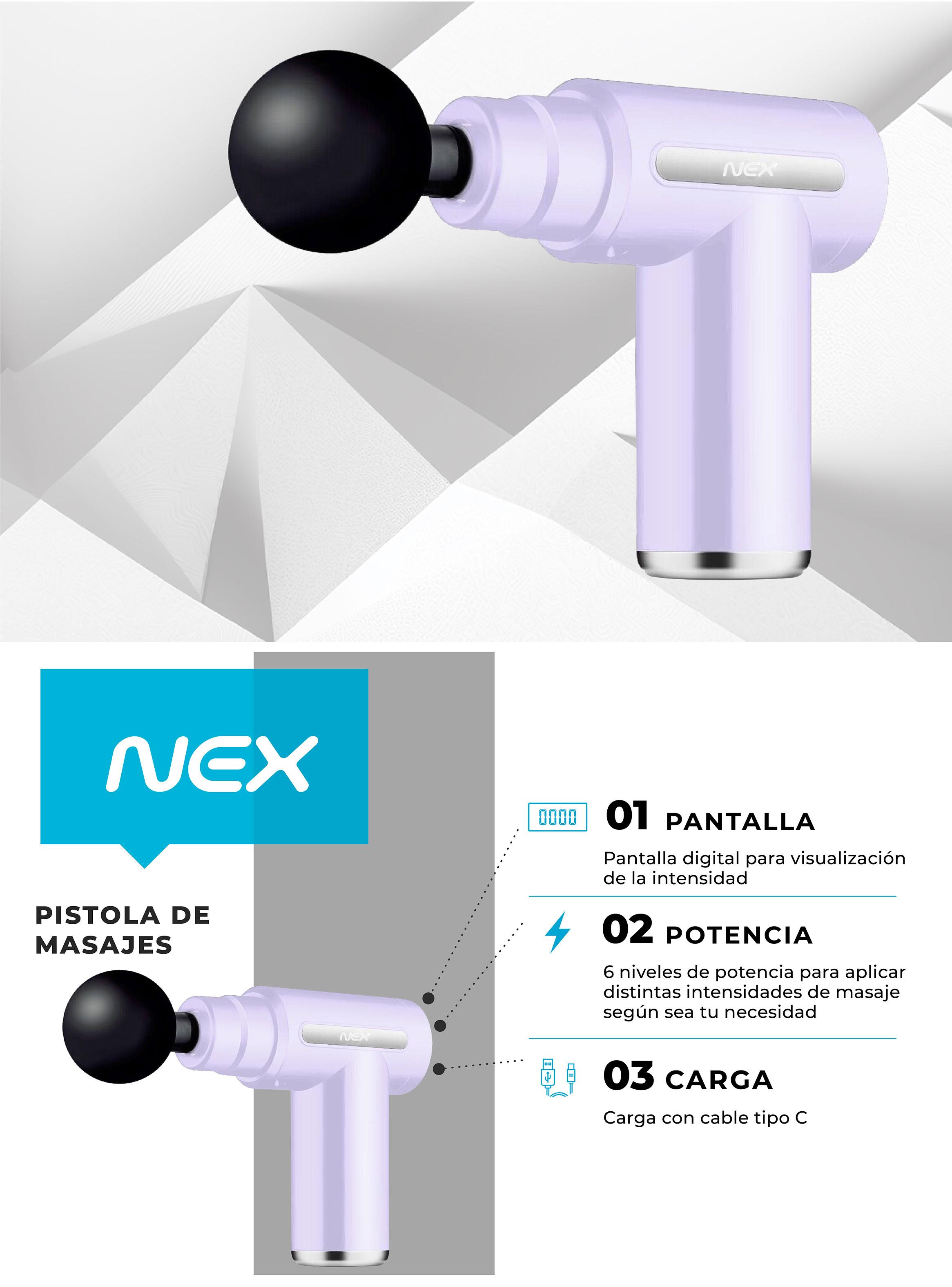 Pistola de Masaje 6 Niveles con Control Digital y Estuche Lavanda-6