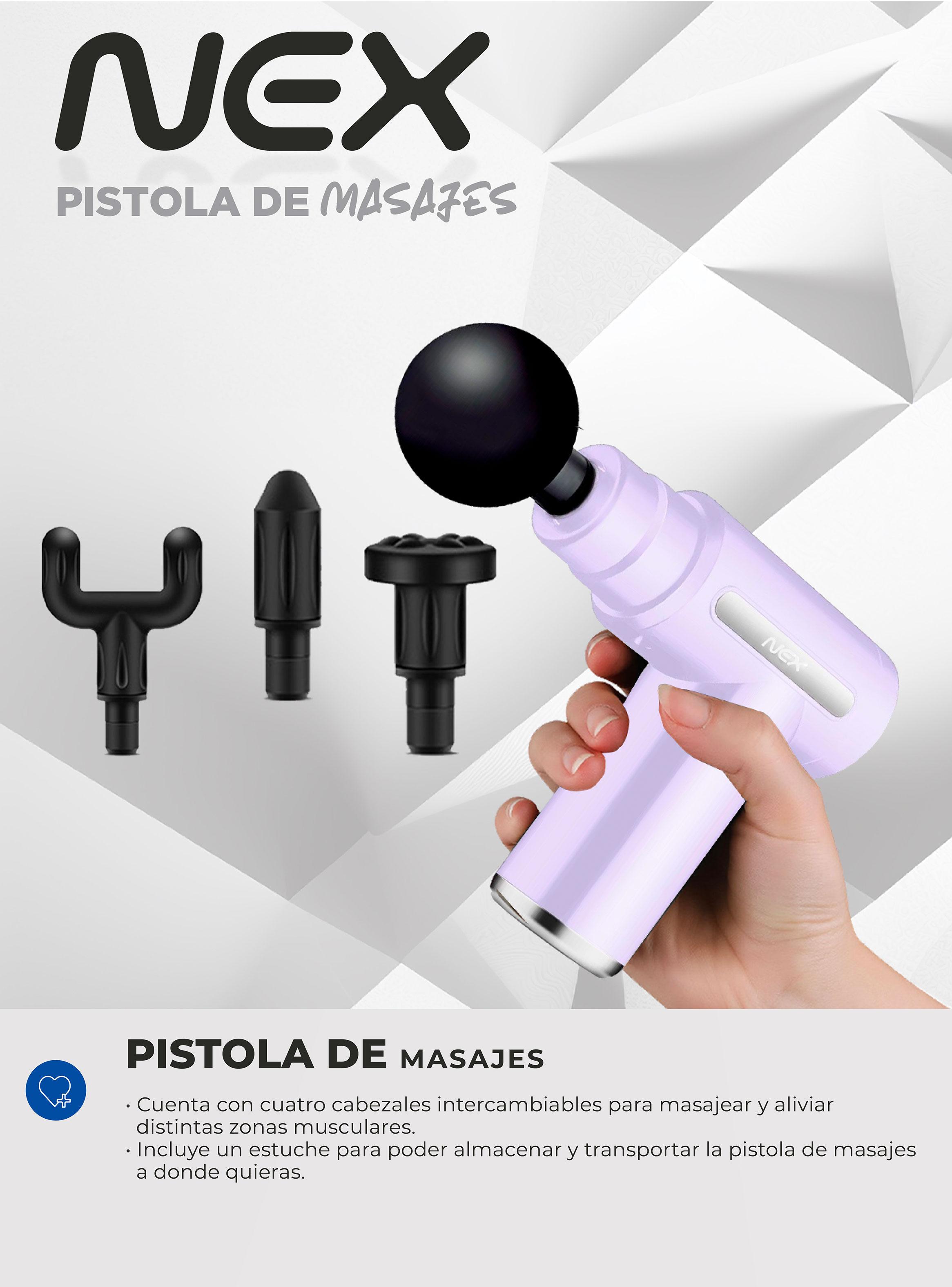 Pistola de Masaje 6 Niveles con Control Digital y Estuche Lavanda-5