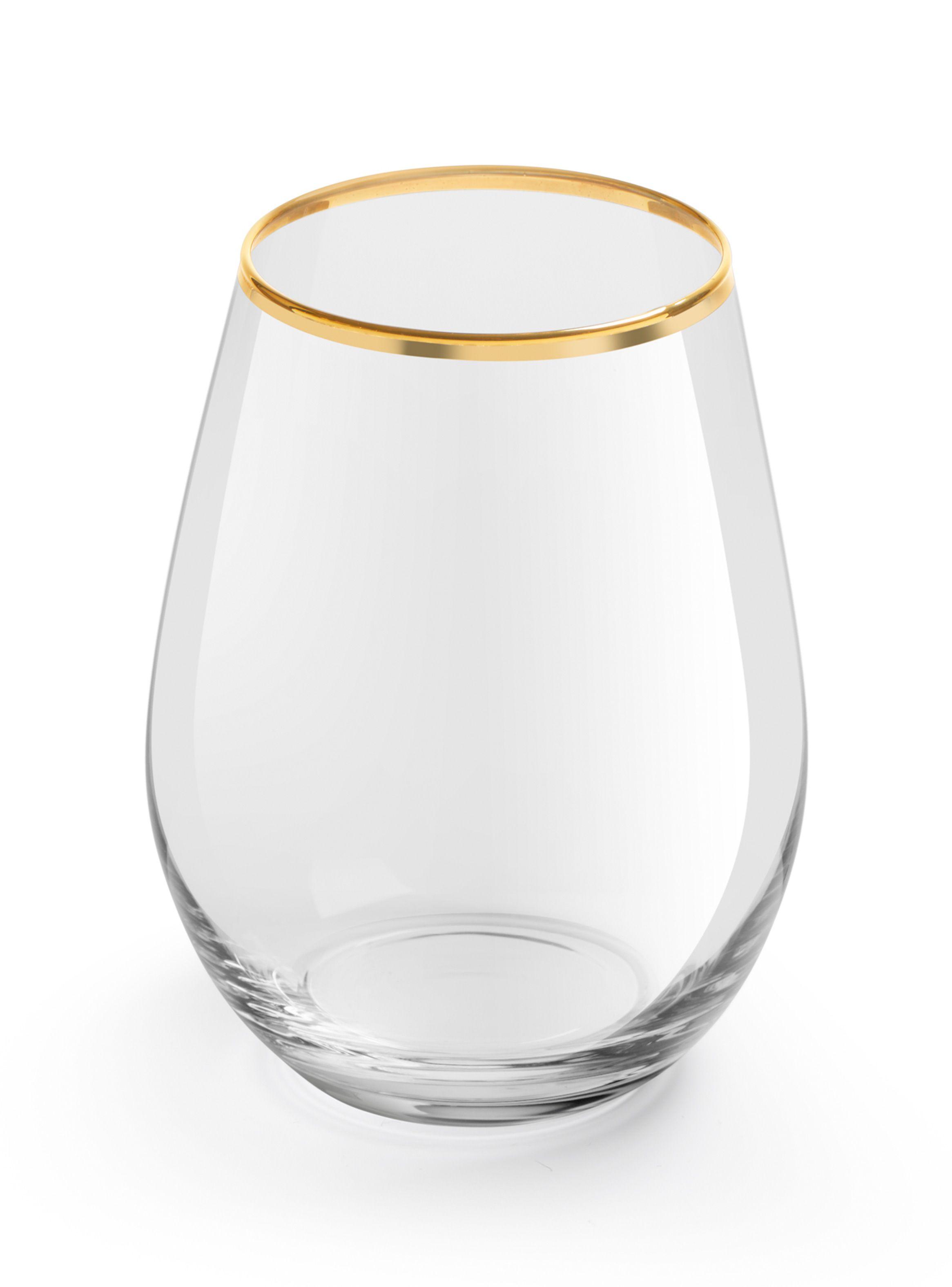 Set 4 Copas y 4 Vasos Borde Dorado Libbey-2